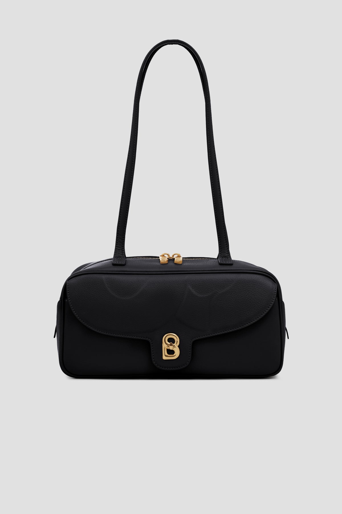 bria shoulder bag in black by buttonscarves front view