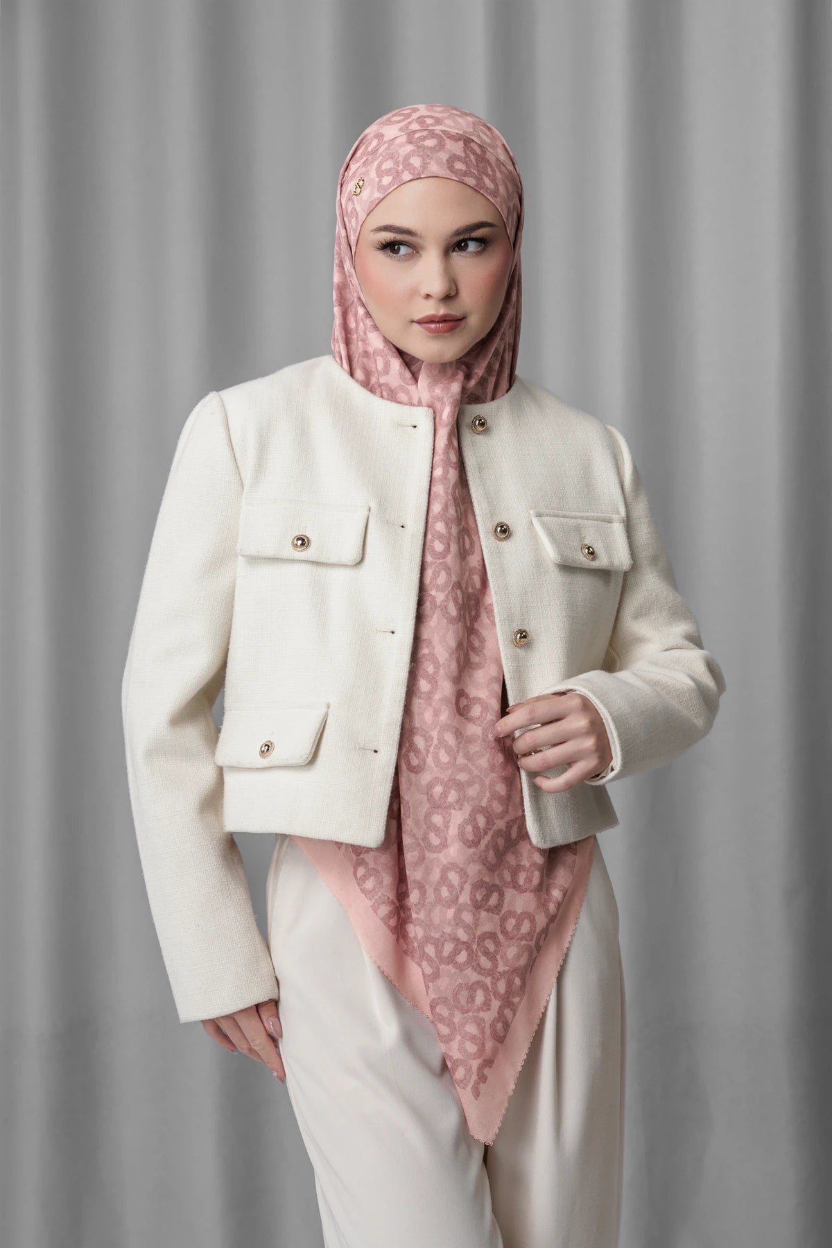 Samla de Fleur Tie Back Square - Mellow Rose