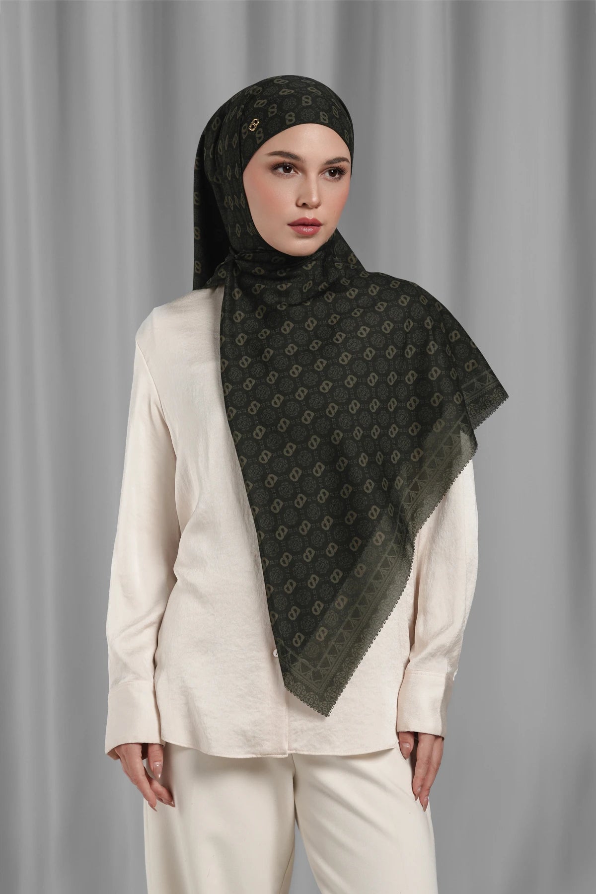 Songket Tie Back Square - Coal
