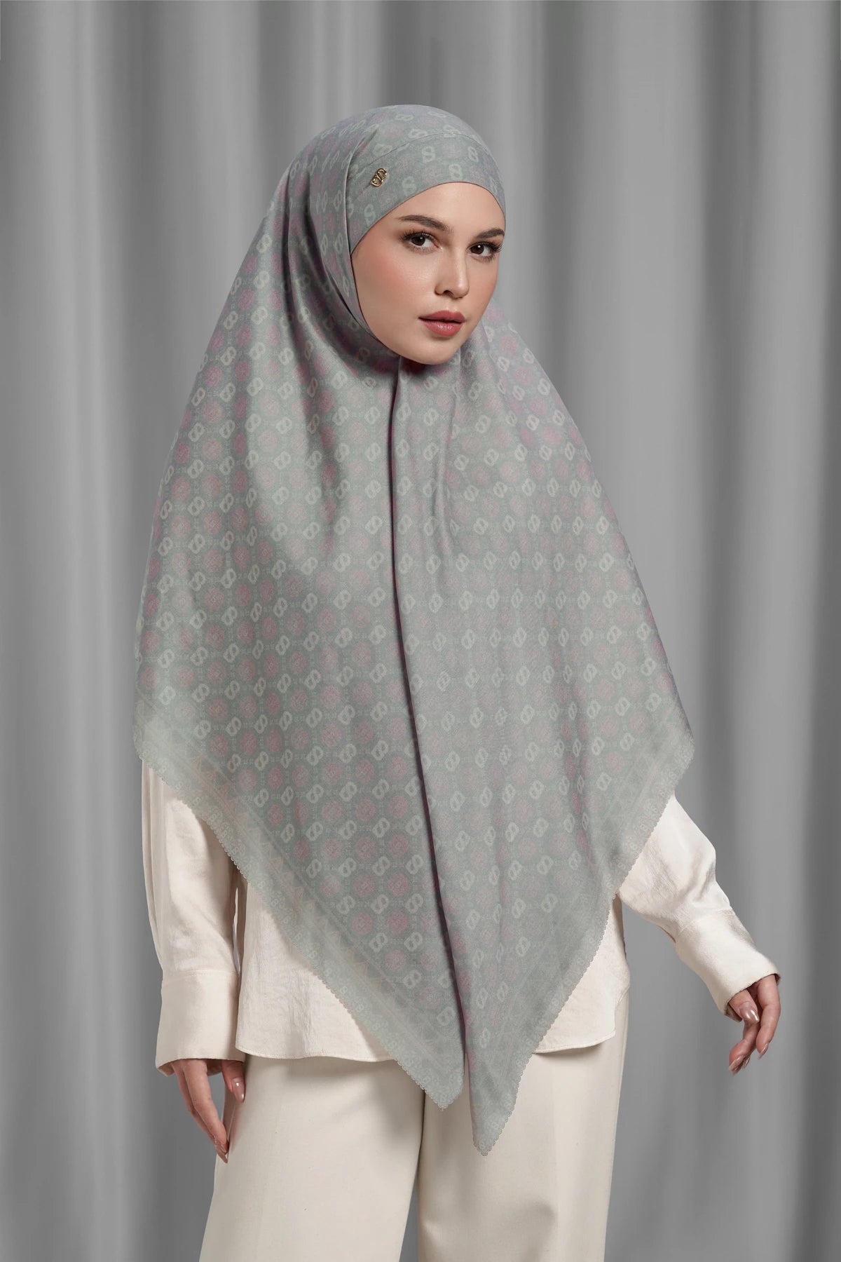 Songket Tie Back Square - Fog