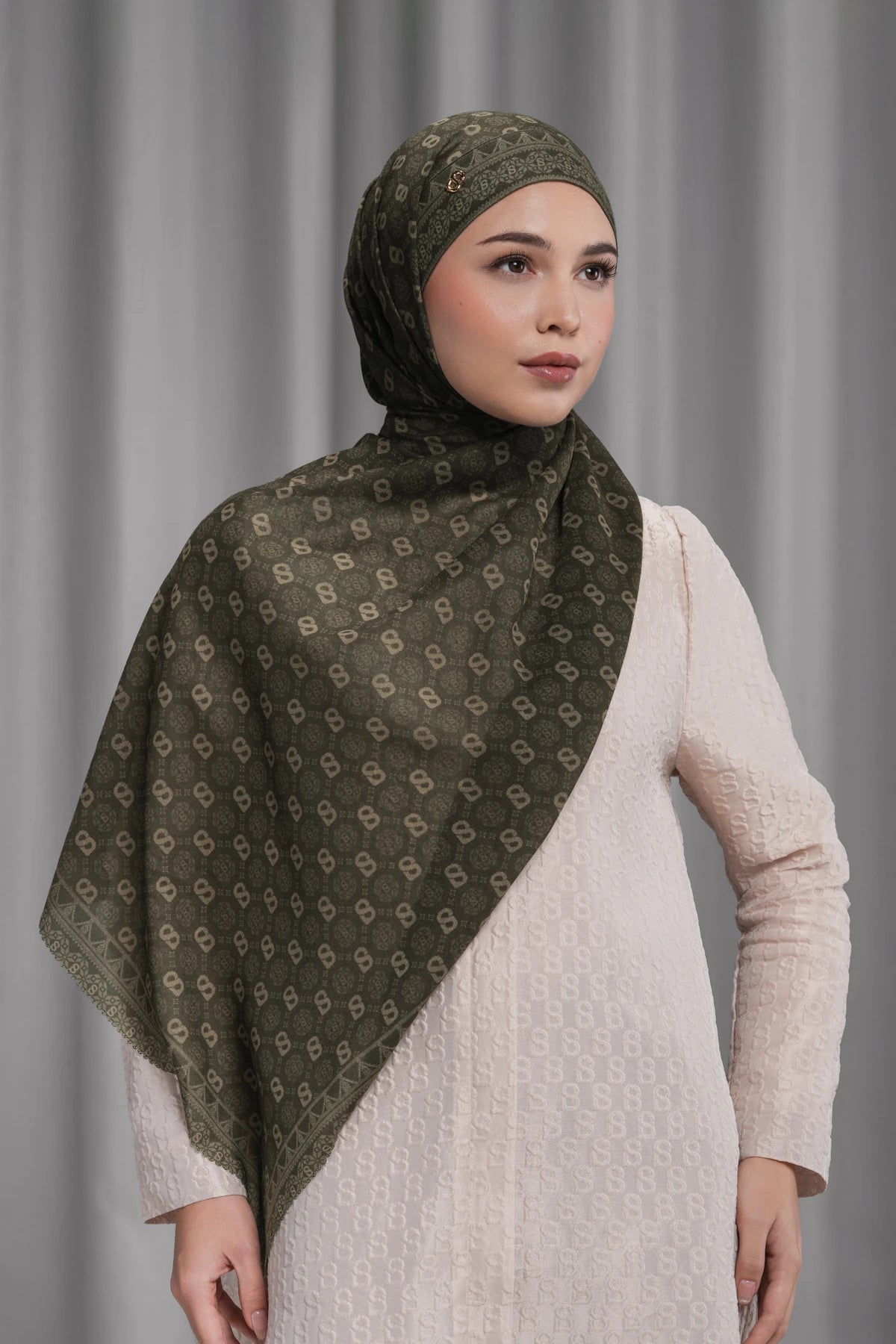 songket tie back shawl in wood by buttonscarves