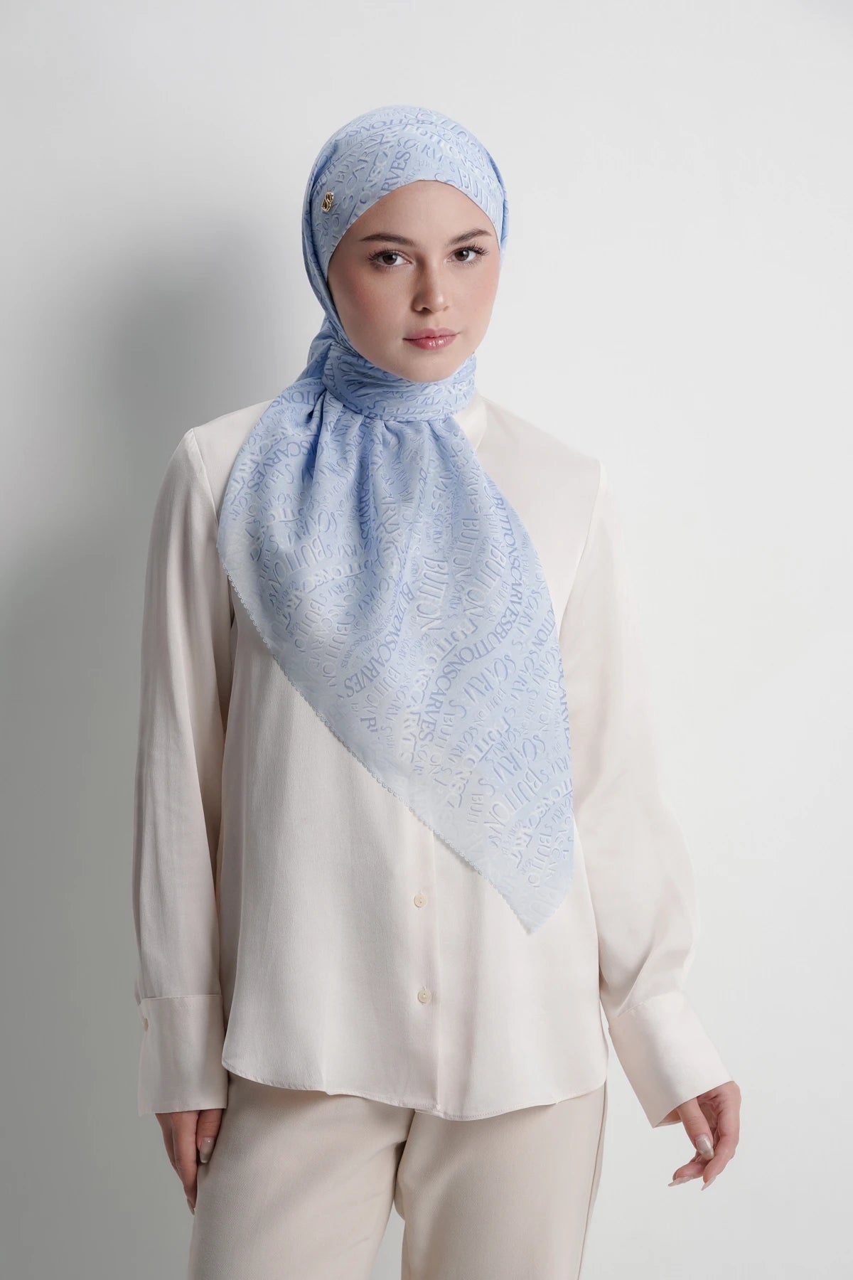 waves monogram tie back scarf in crystal blue by buttonscarves