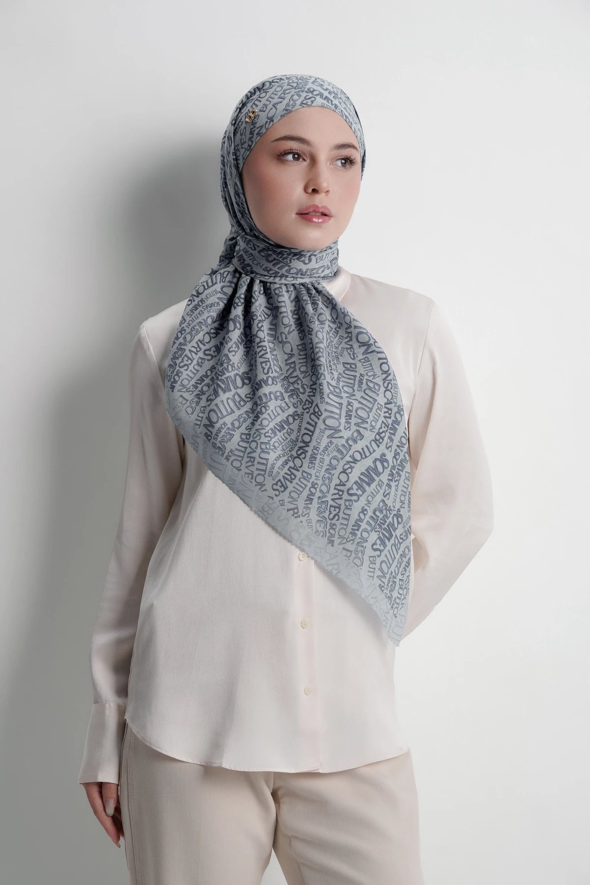 waves monogram tie back scarf in endless sky by buttonscarves