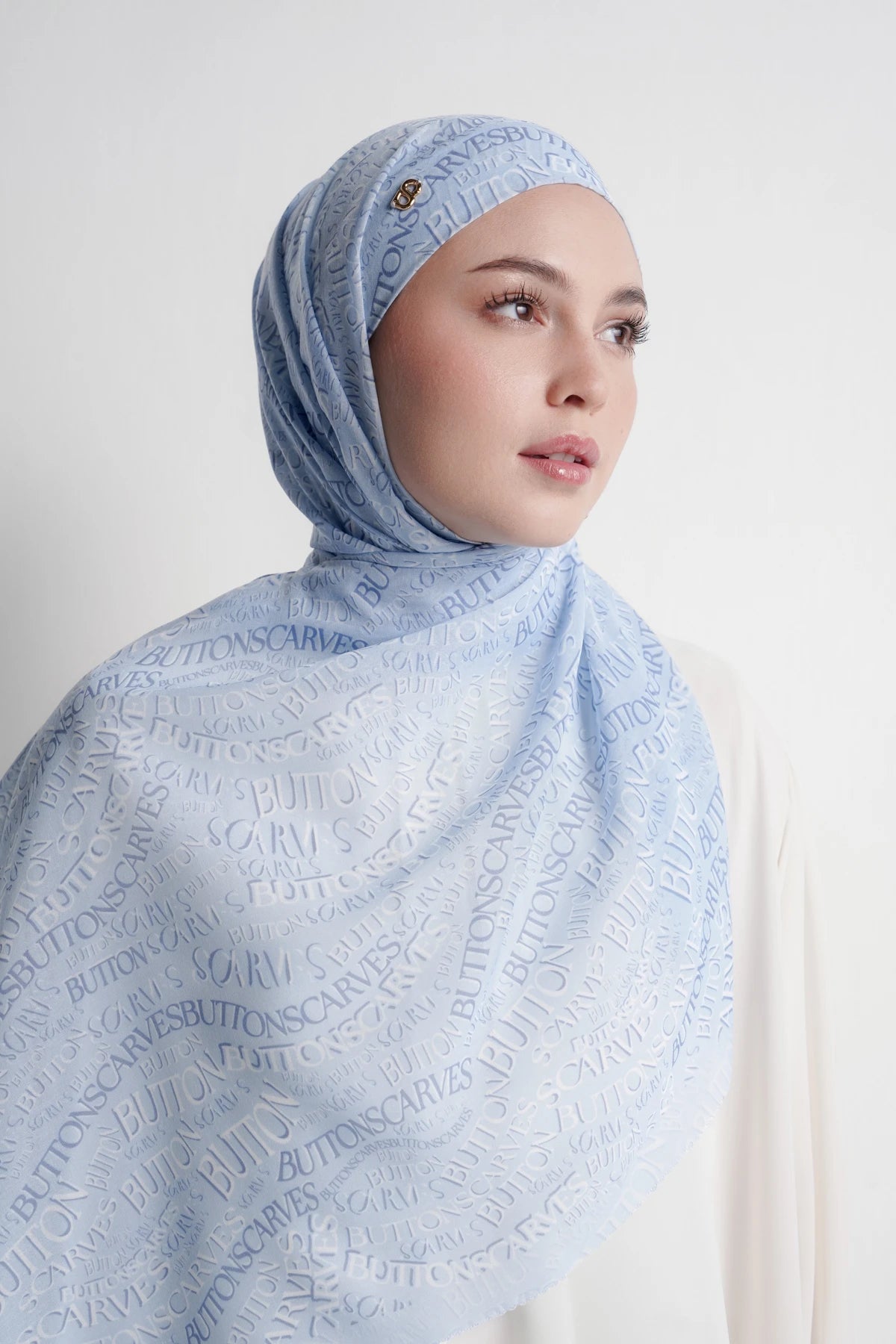 Waves Monogram Tie Back Shawl - Crystal Blue