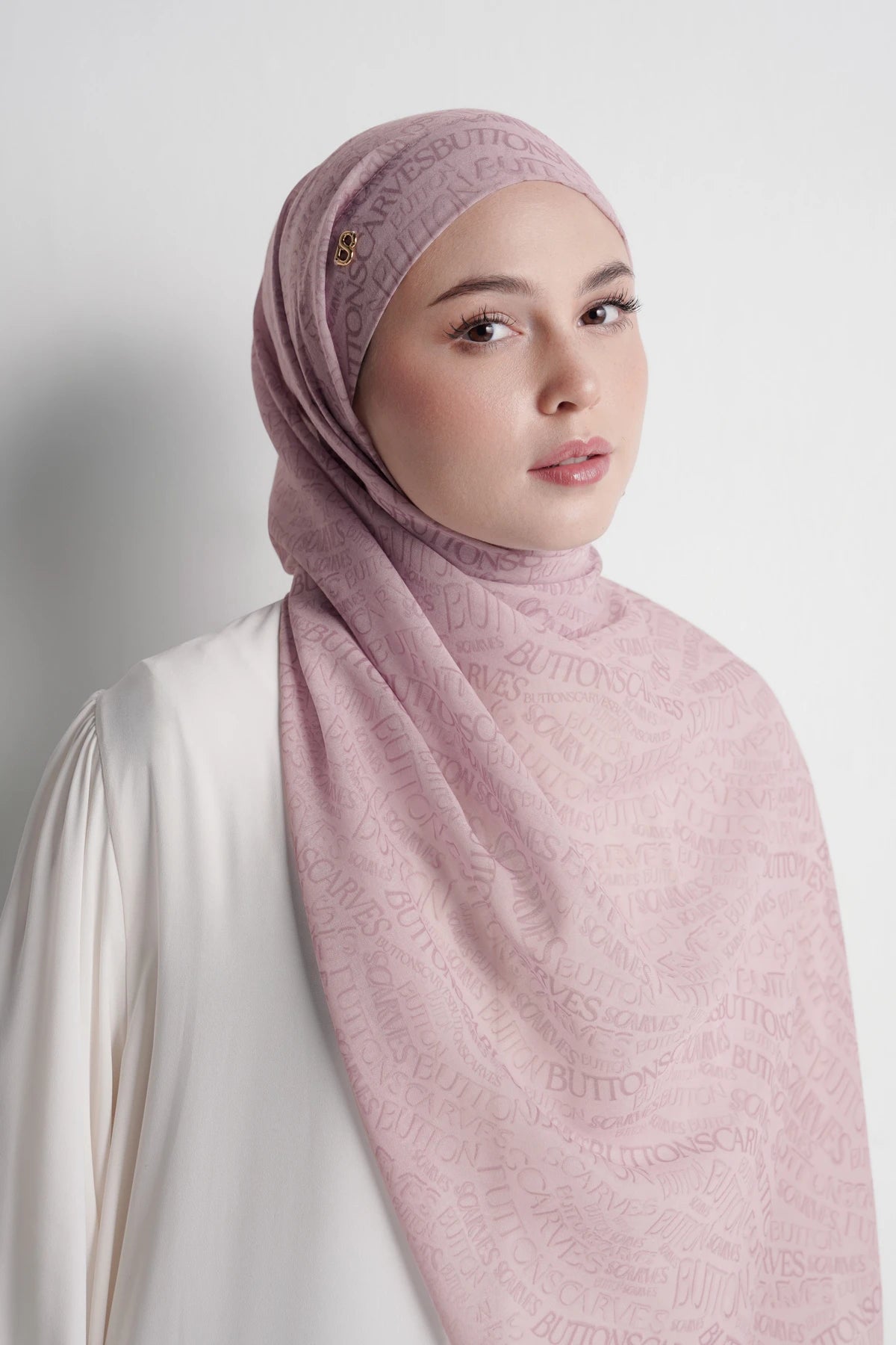 Waves Monogram Tie Back Shawl - Pearl Blush