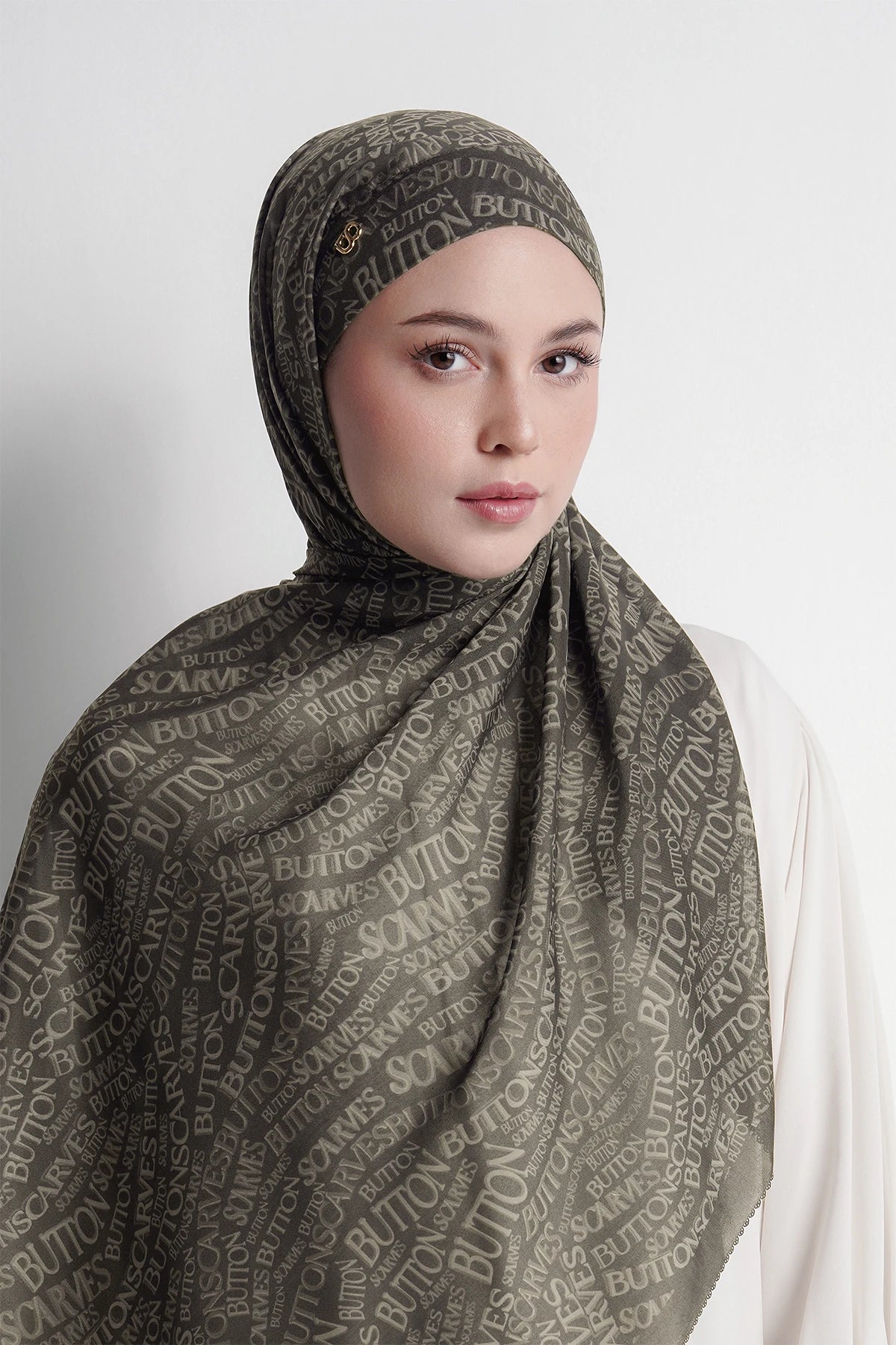 Waves Monogram Tie Back Shawl - Seal Brown