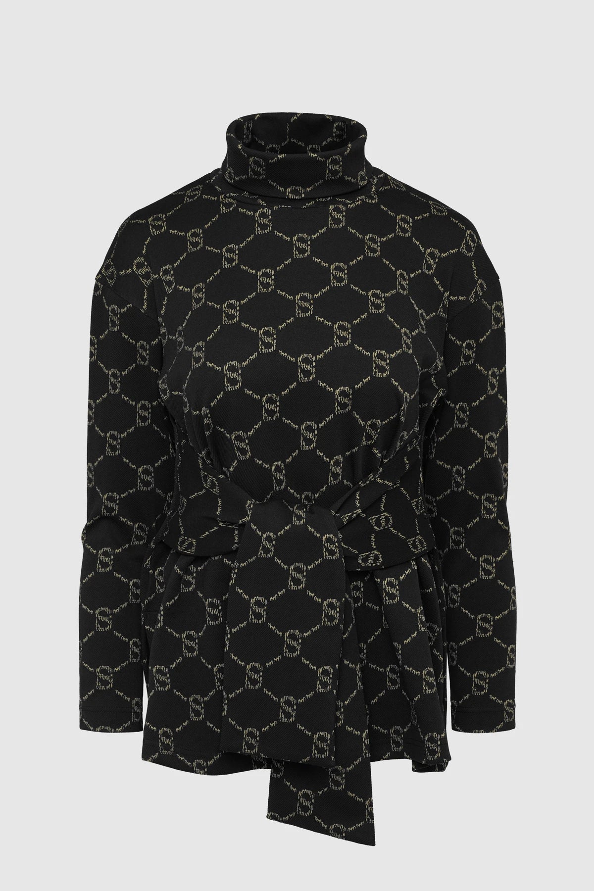 Beverly Monogram High Neck Top - Black