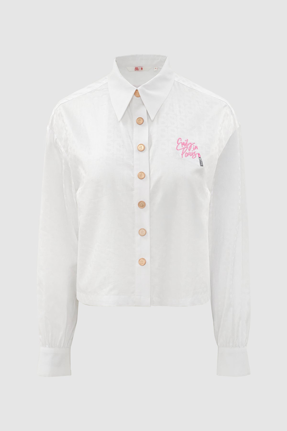 Parisian Embroidery Crop Shirt - White