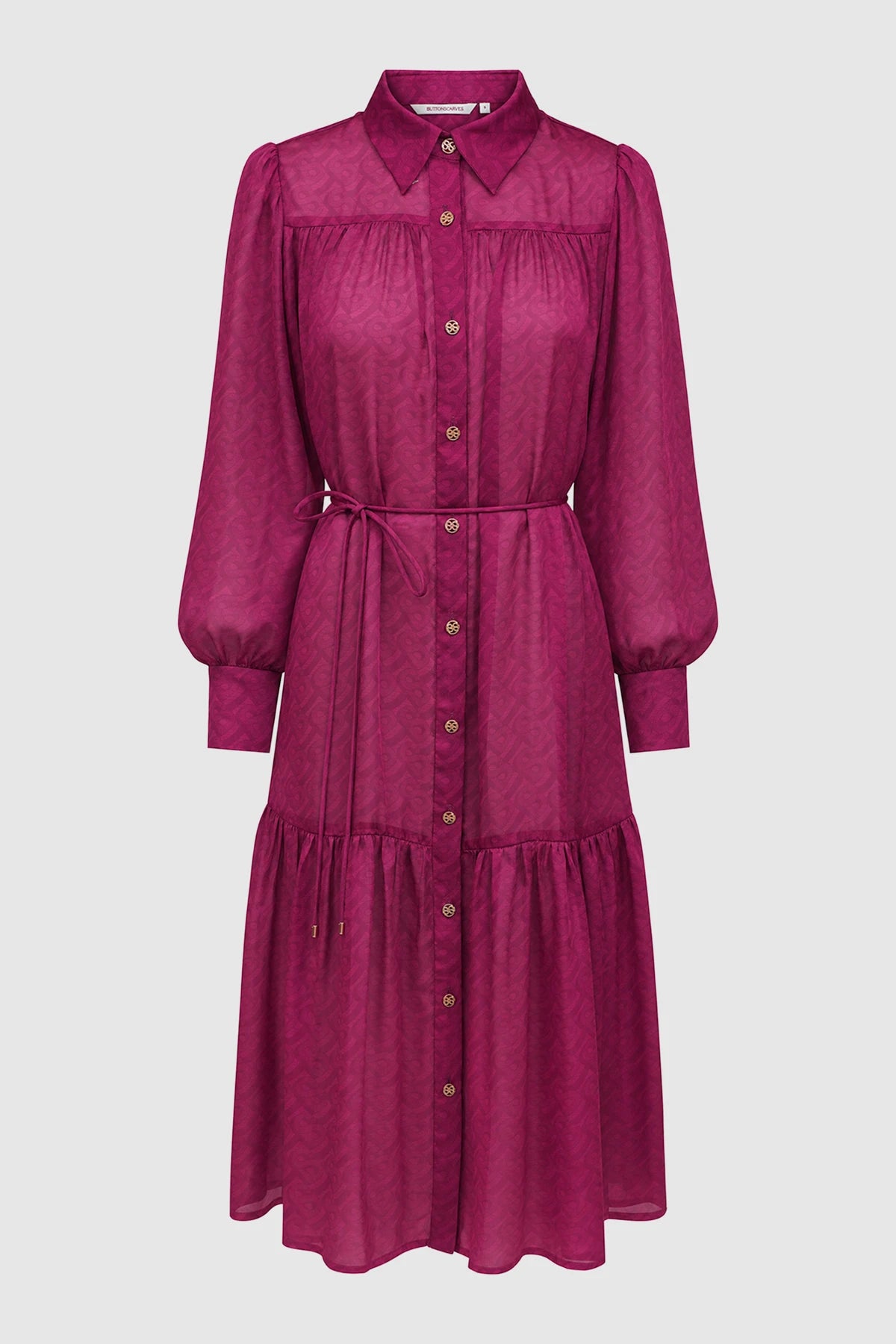 Tropical26 Ruffle Dress - Burgundy