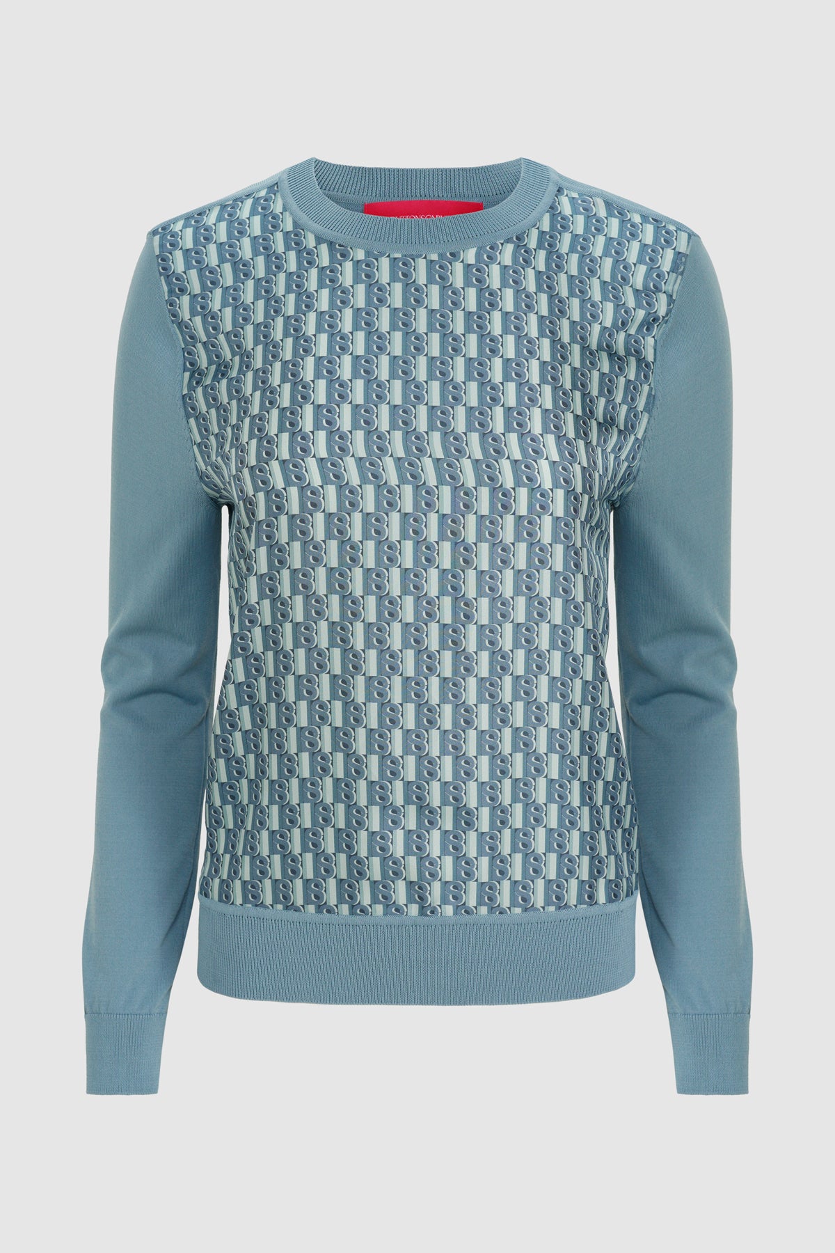 leena monogram sweatshirt in blue by buttonscarves