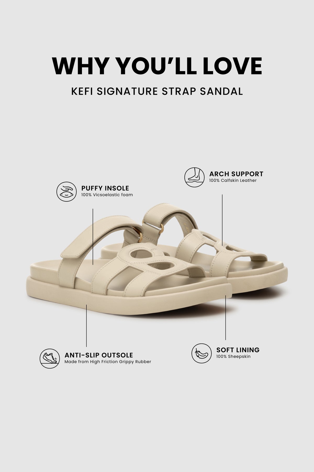 Kefi Signature Strap Sandal - Chalk