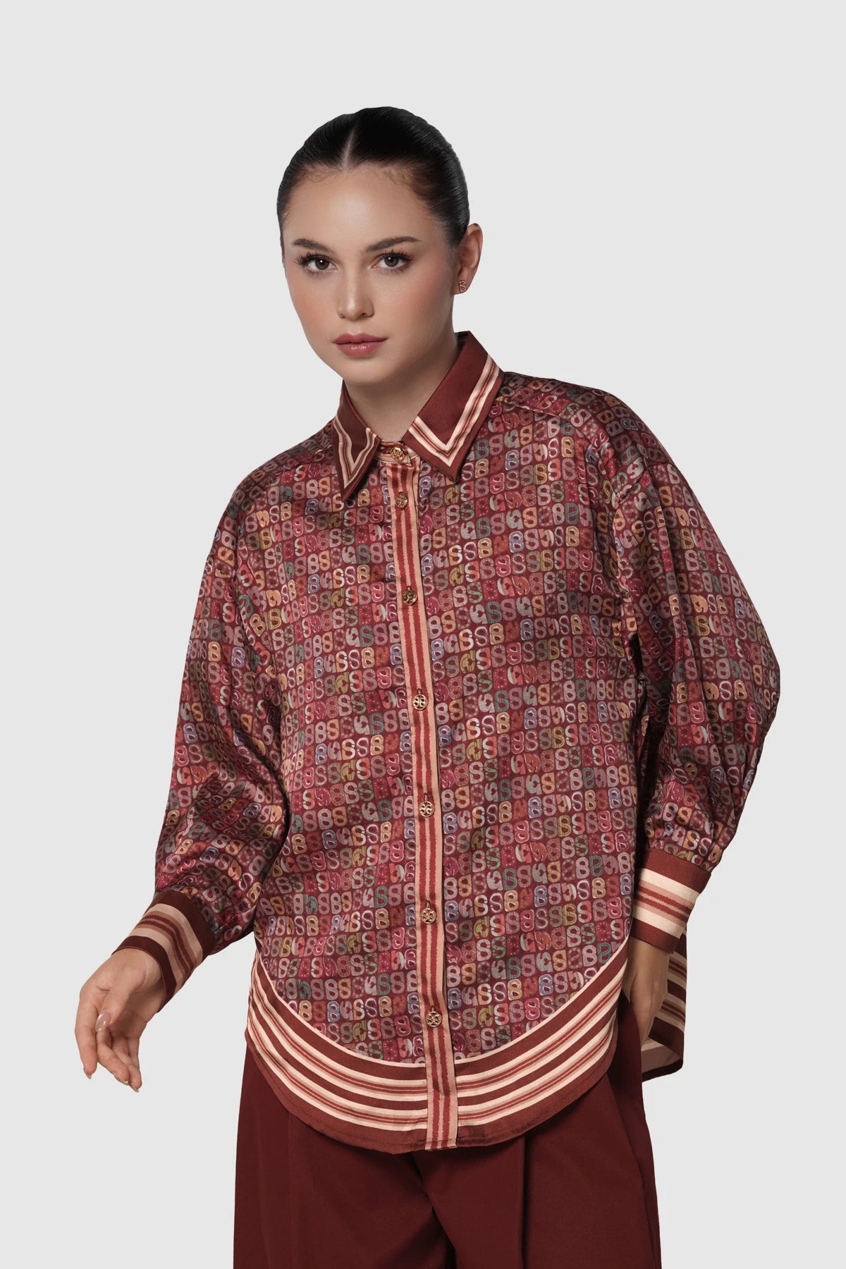 Nagita Oversized Shirt - Pomegranate