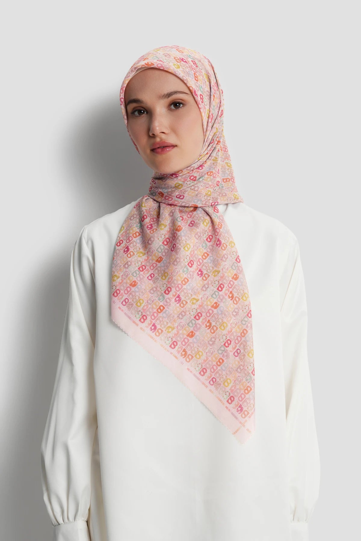 nagita square scarf in marshmallow by buttonscarves front view