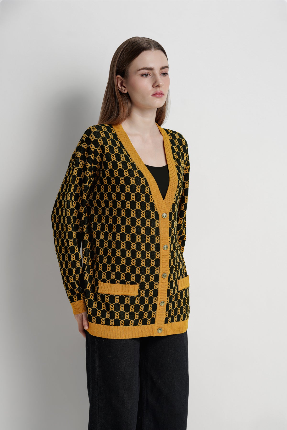 Signature Monogram Cardigan - Tumeric