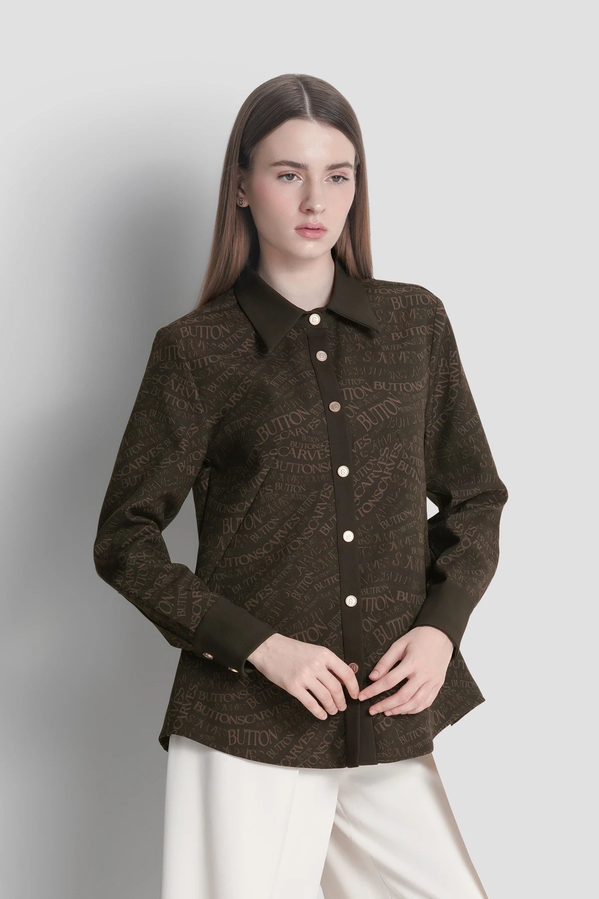 Waves Monogram Basic Shirt - Brown