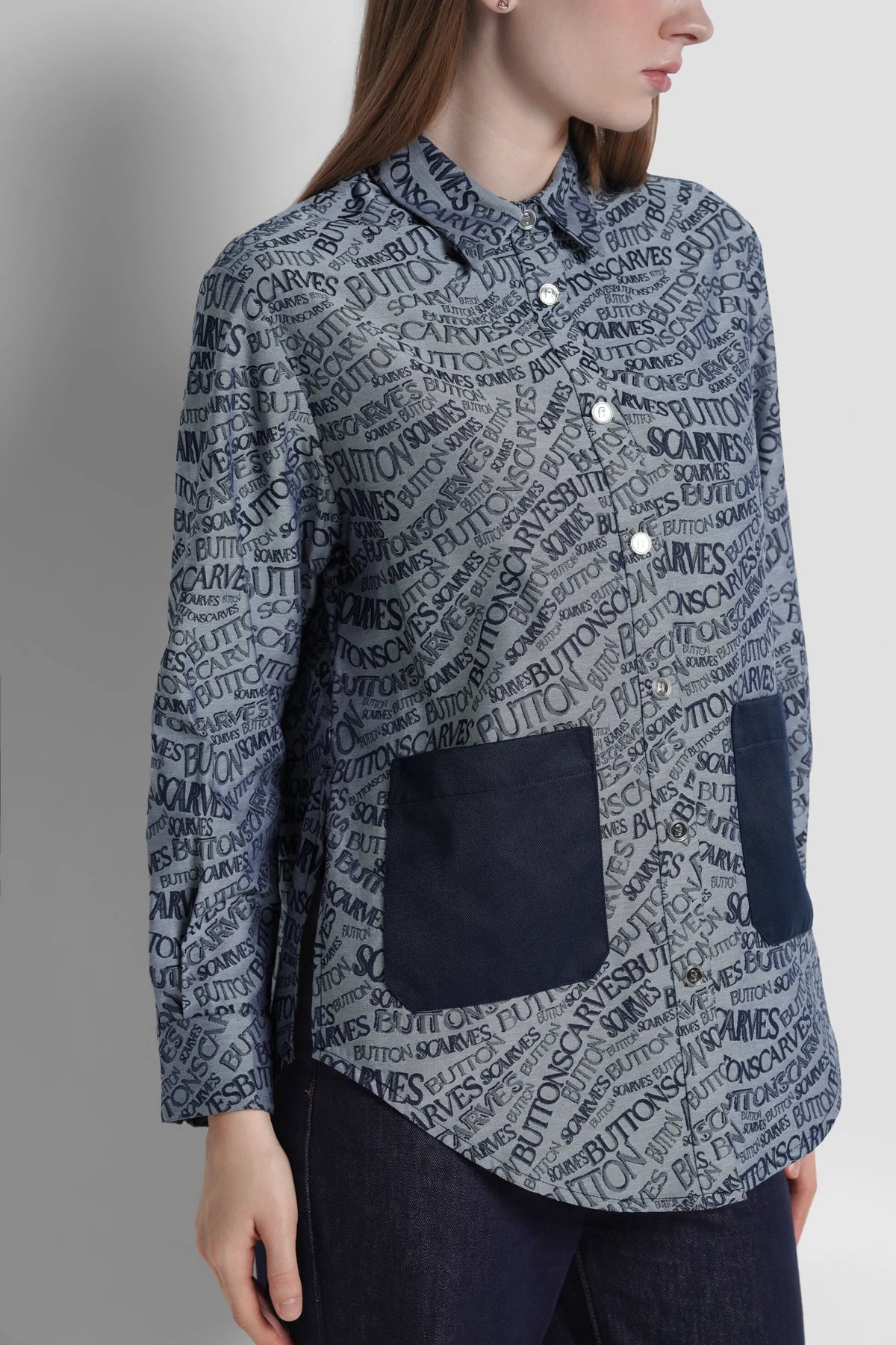 Waves Monogram Pocket Shirt - Grey