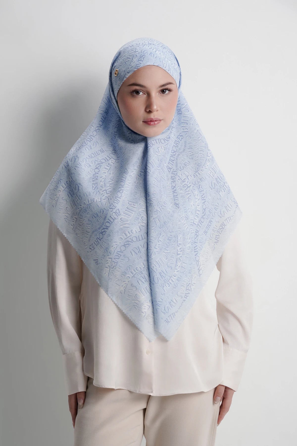 waves monogram tie back scarf in crystal blue by buttonscarves style look