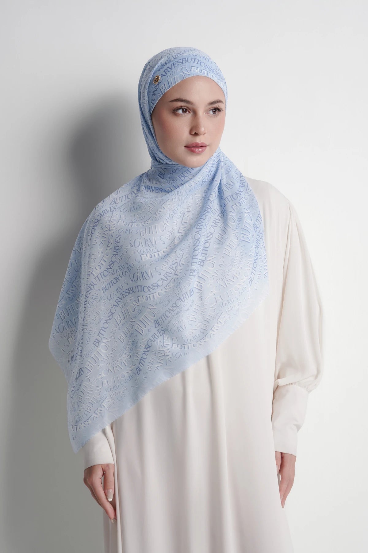 Waves Monogram Tie Back Shawl - Crystal Blue