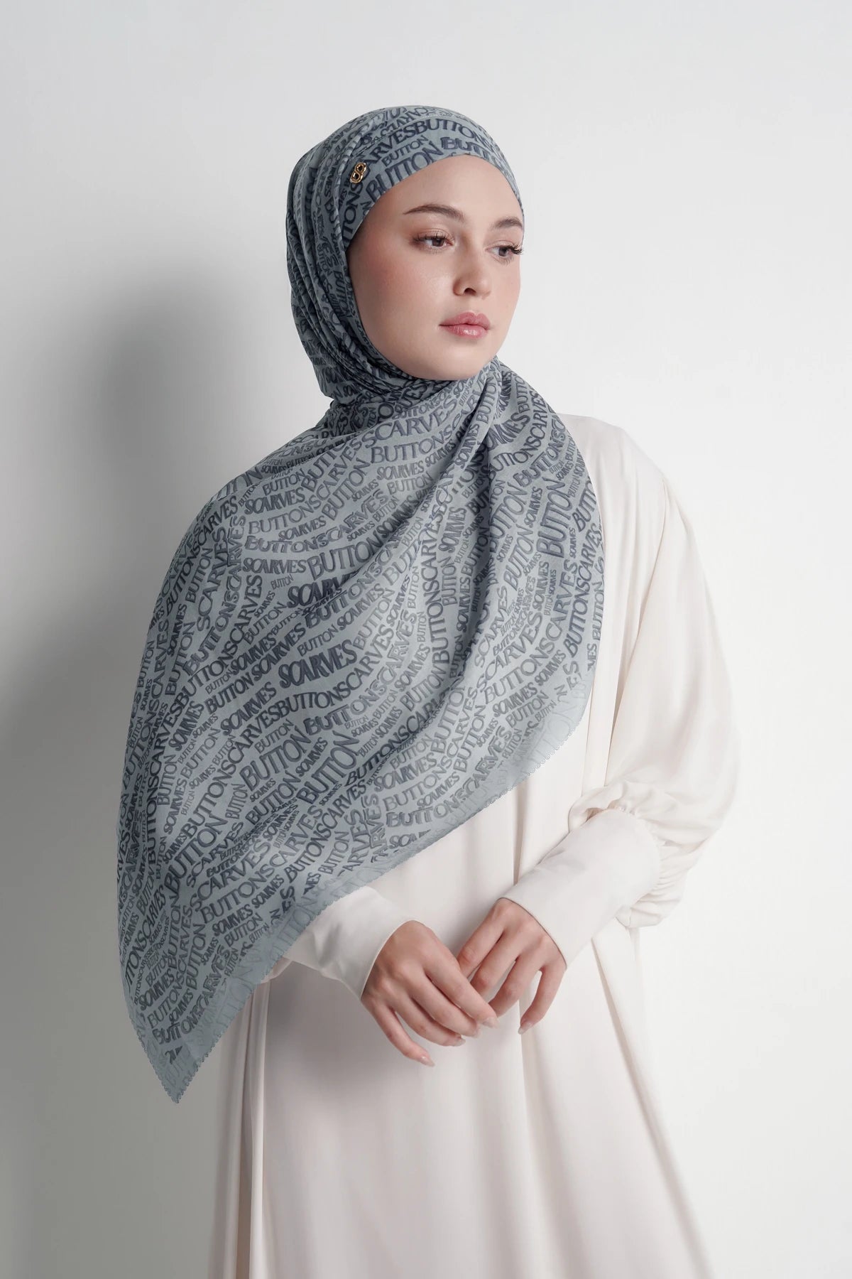Waves Monogram Tie Back Shawl - Endless Sky