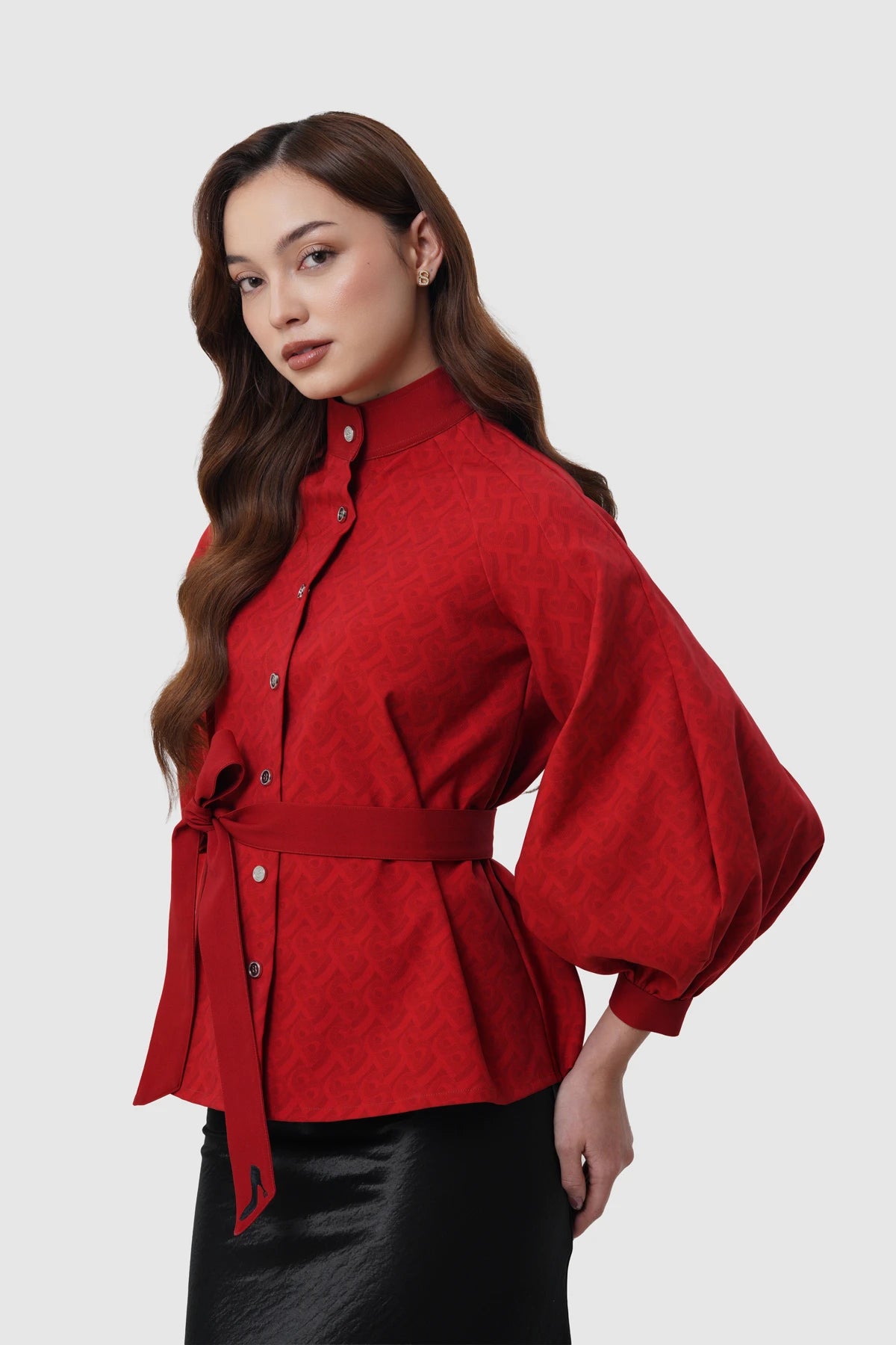 The Editor Puff Shirt - Red