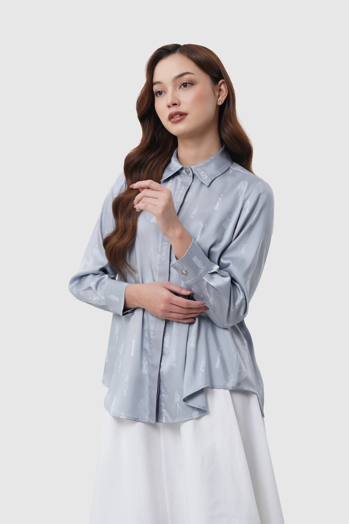 The Editor Satin Shirt - Grey