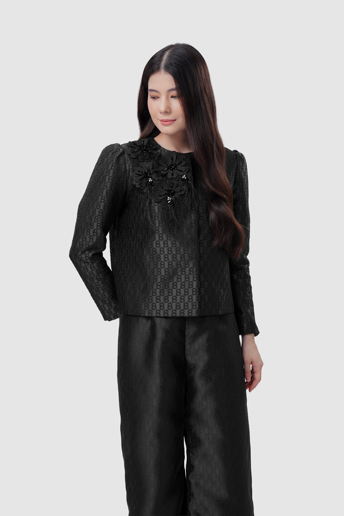 Signature Jacquard Beaded Blazer - Eclipse