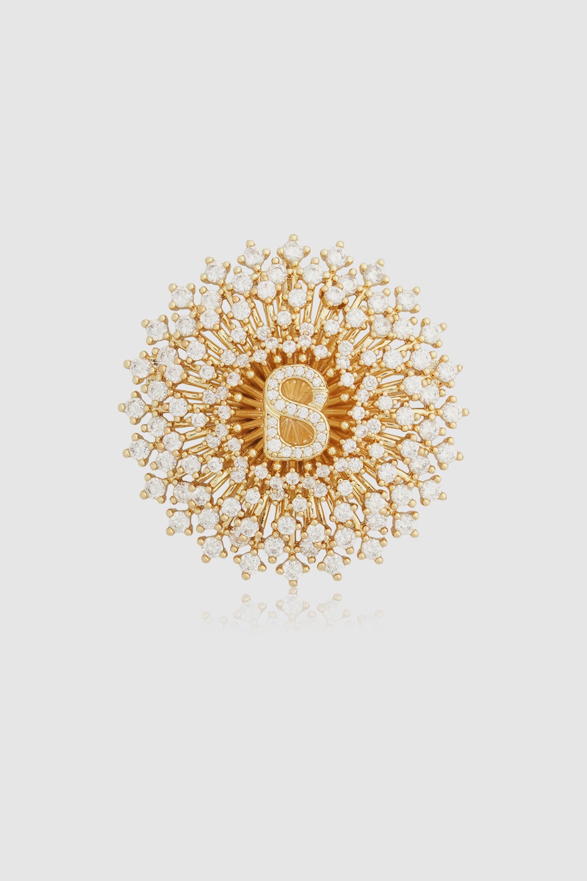 noura brooch in gold by buttonscarves front view