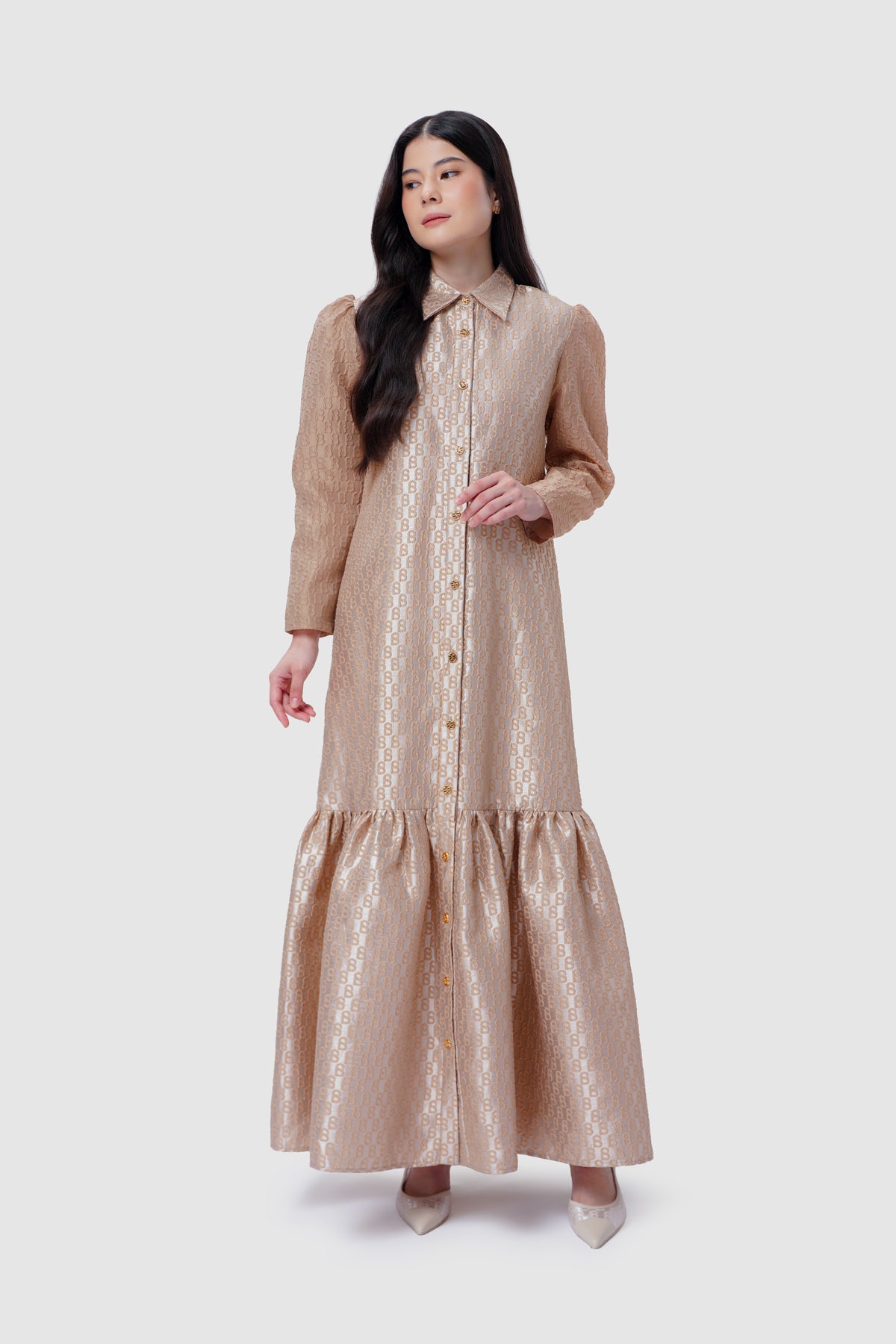 Signature Jacquard Shirt Dress - Dusty