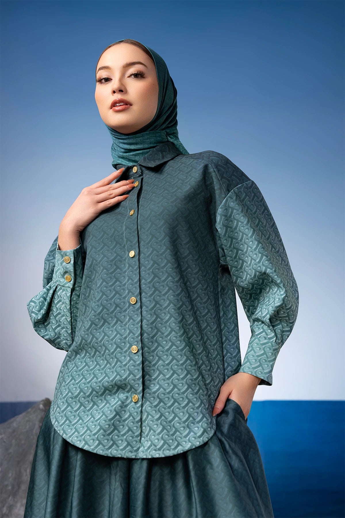Tropical26 Oversized Shirt - Deep Teal