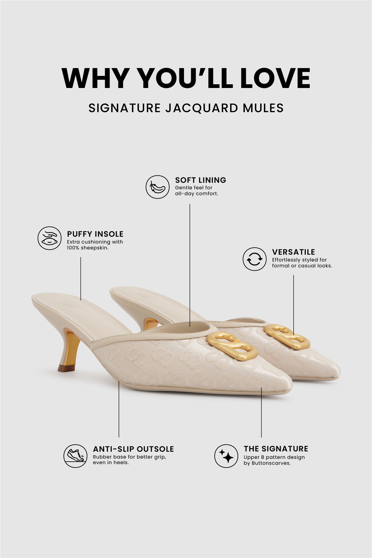 Signature Jacquard Mules - Nude