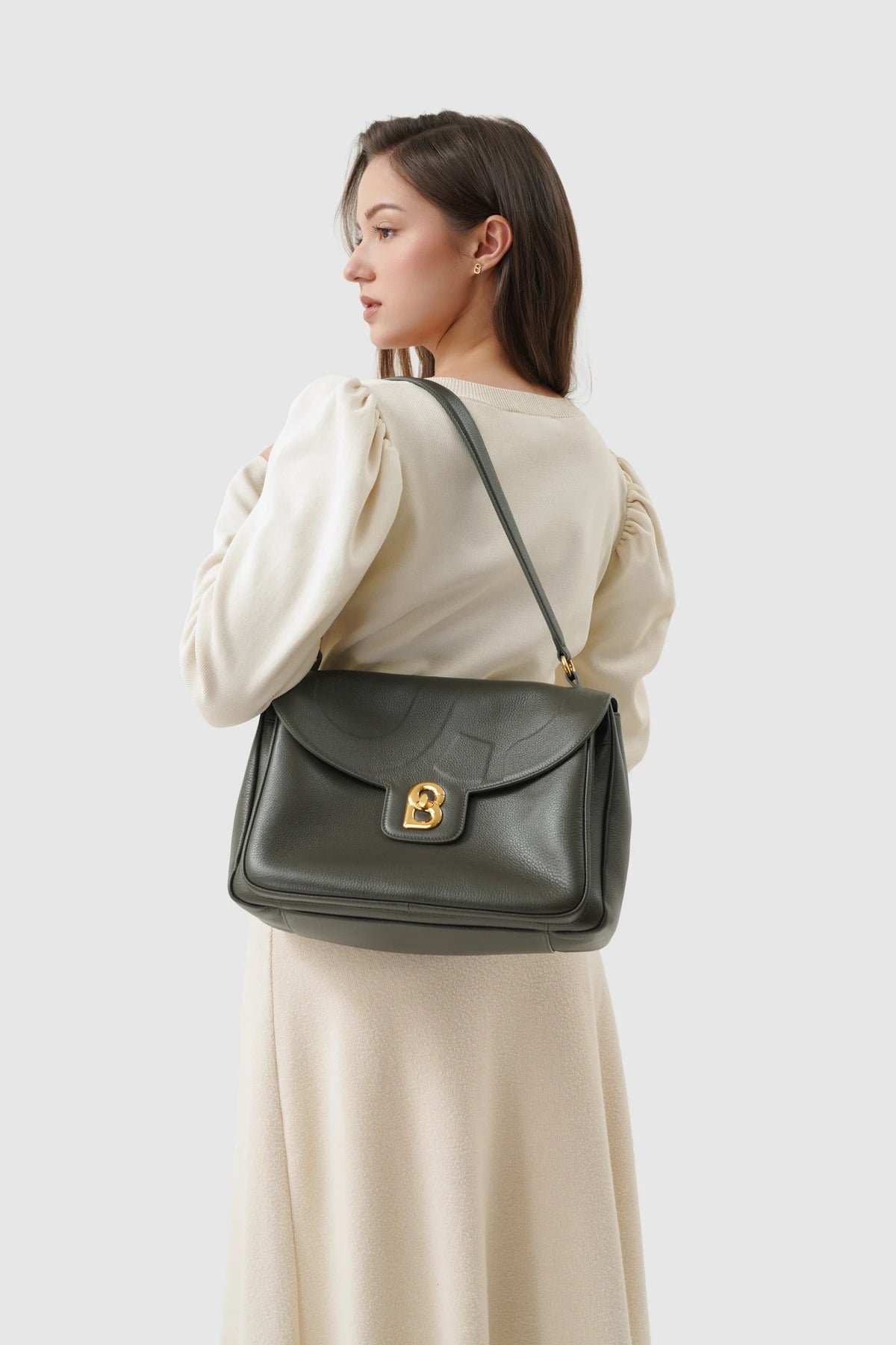 Savina Bag - Pebble Leather - Dark Olive
