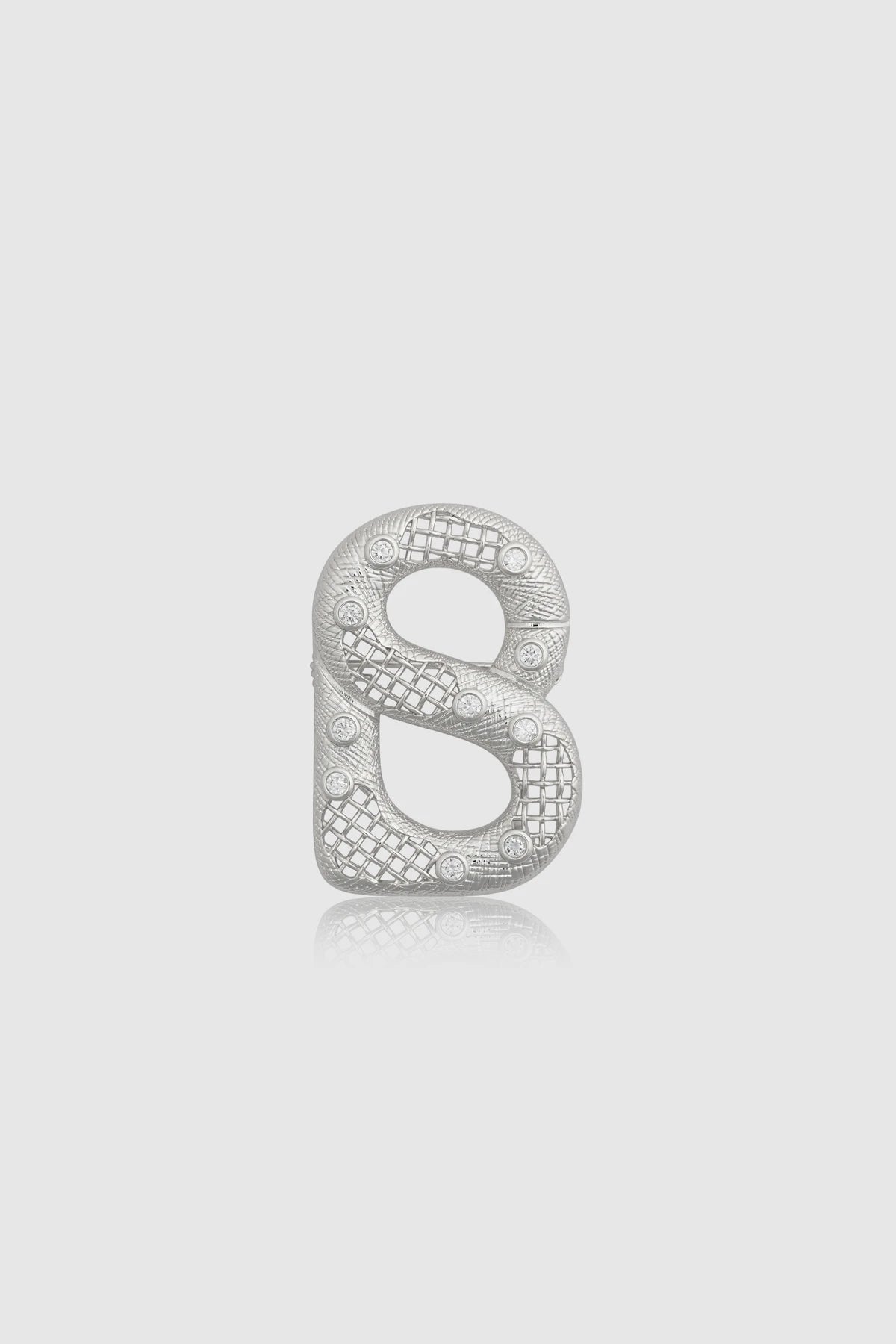 leona brooch in silver by buttonscarves front view