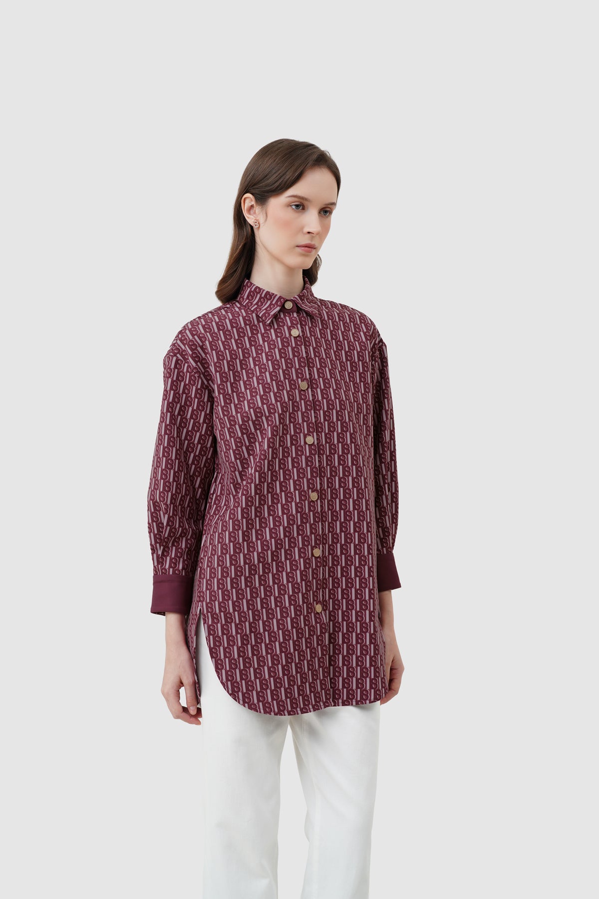 Leena Monogram Tunic - Raspberry