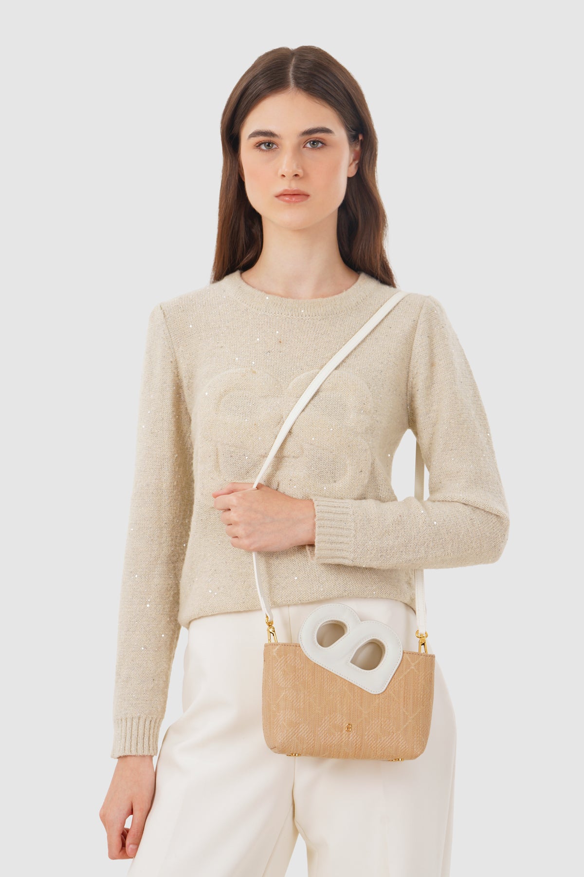 Nina Wicker Straw Bag - White