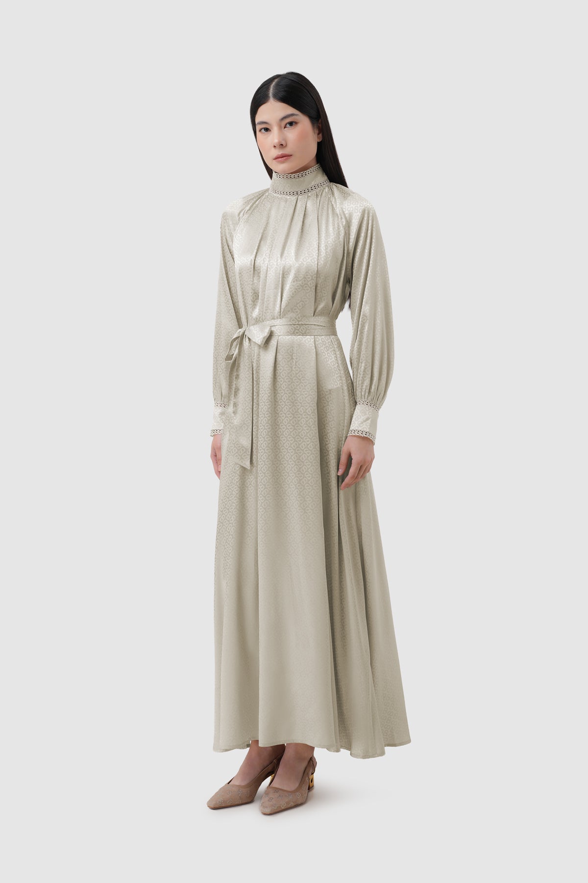 Elora Tapis Ruffle Dress - Wheat