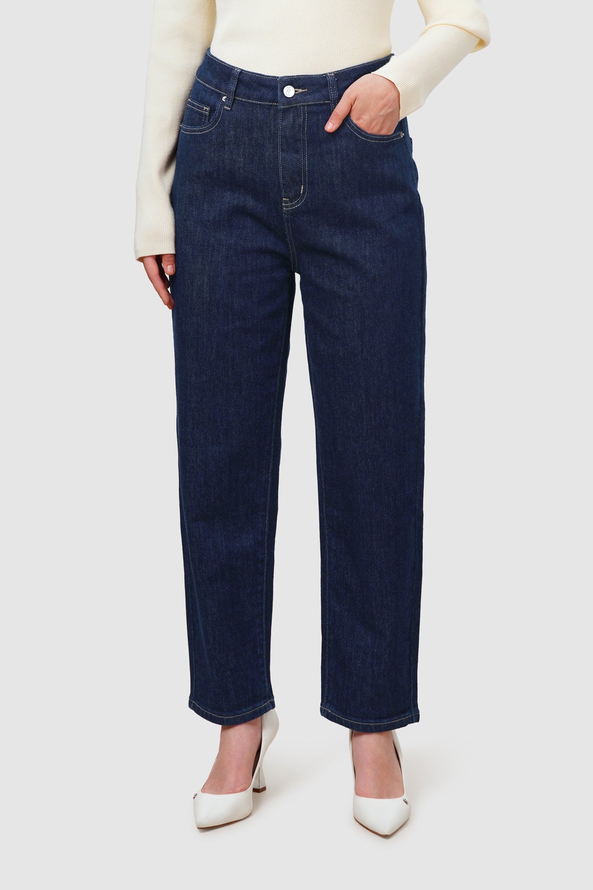 Emma Baggy Denim Pants - Navy