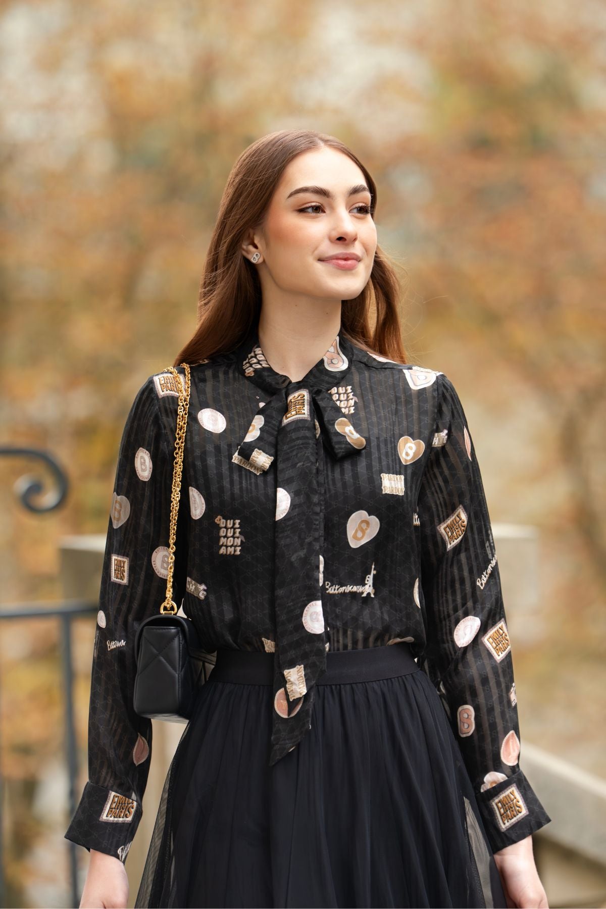 Parisian Bow Tie Shirt - Black