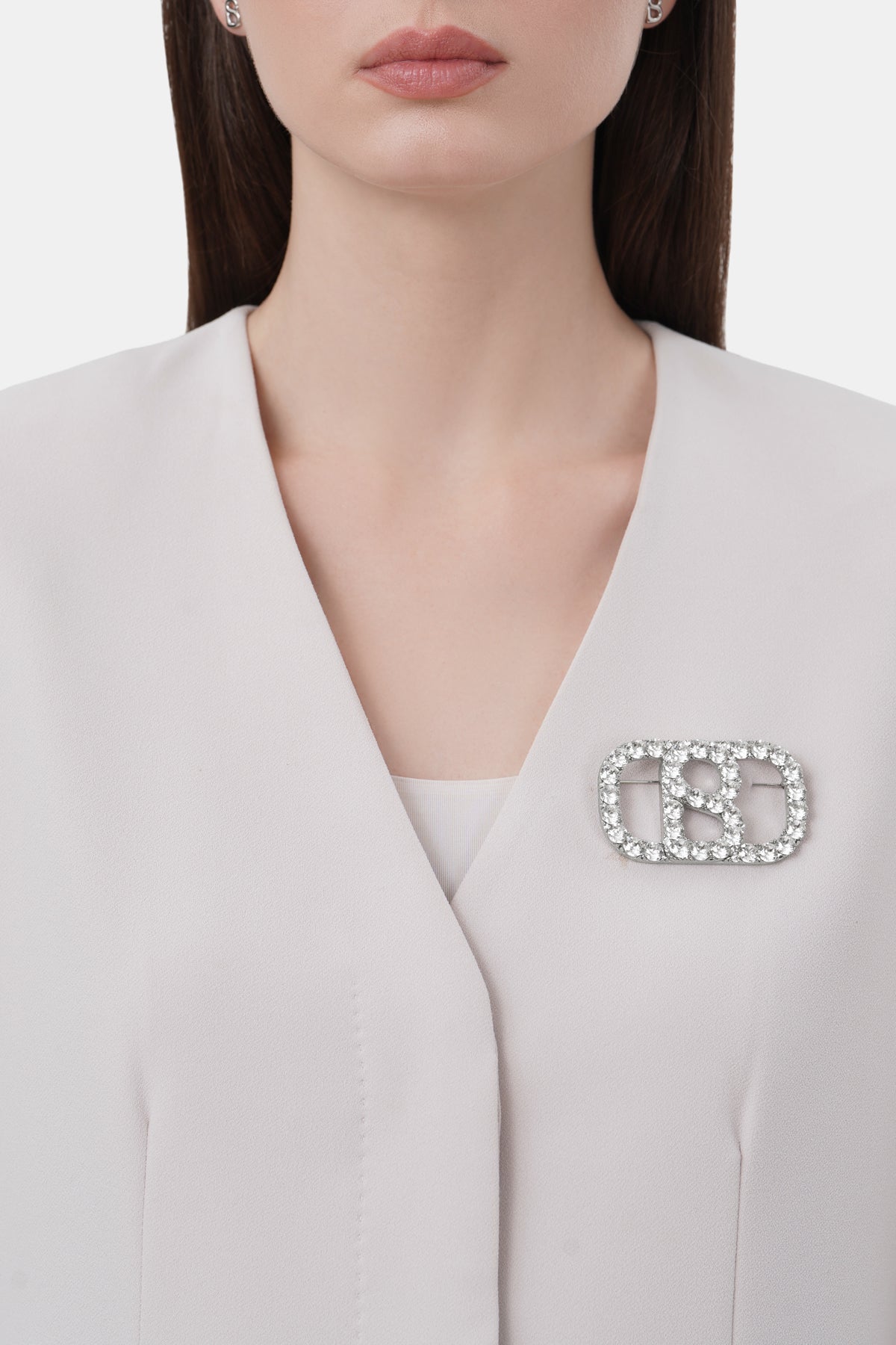 Briana Crystal Brooch Large - Silver Crystal