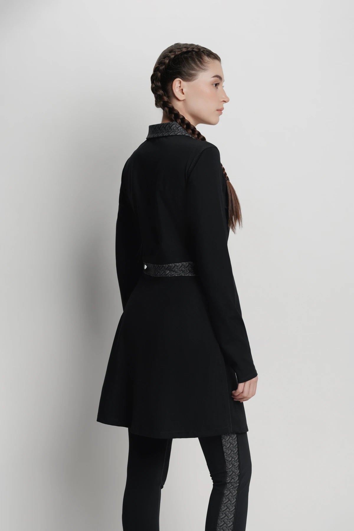 bimu polo dress in black by buttonscarves back view
