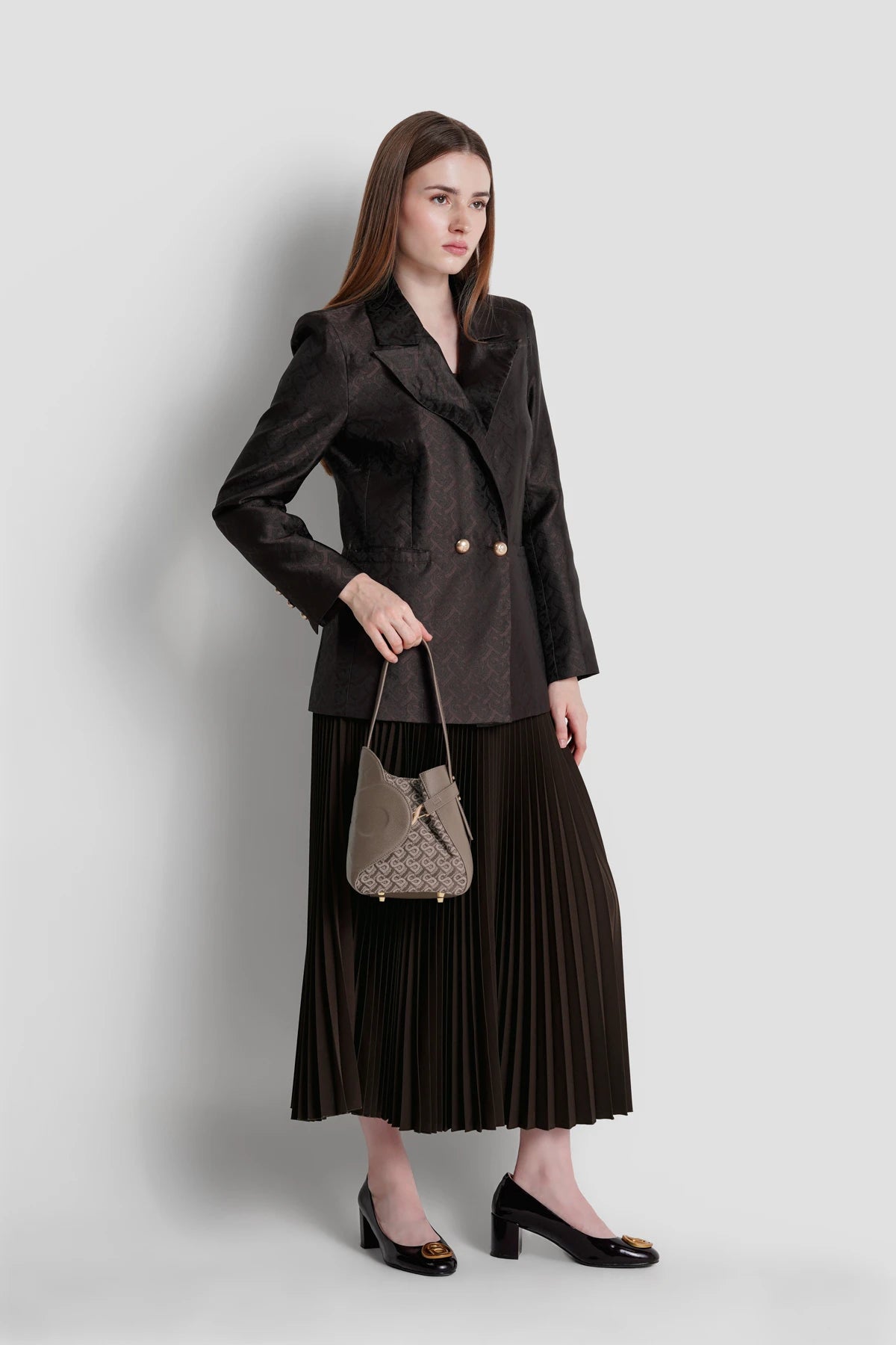Britney Bimu Jacquard Bag Small - Brown