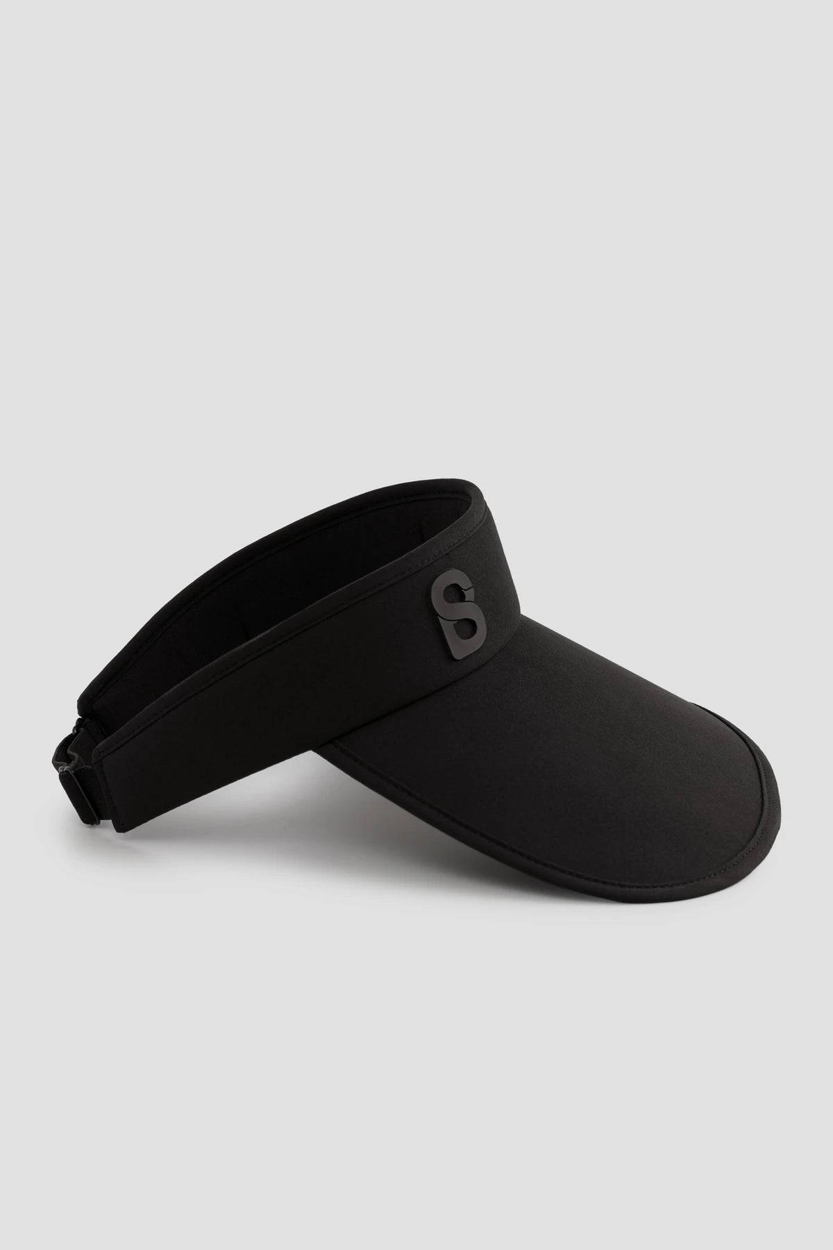 hailey visor hat in black by buttonscarves side view