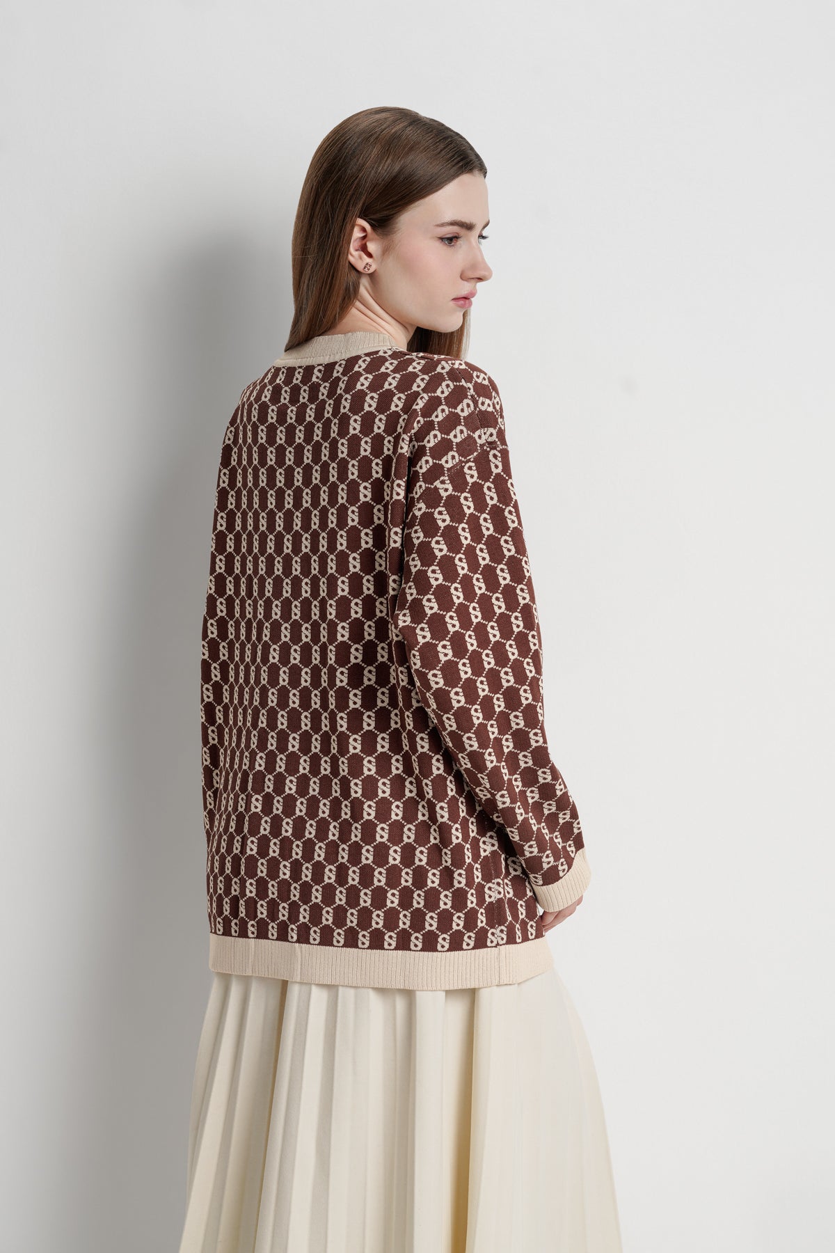 Signature Monogram Cardigan - Choco