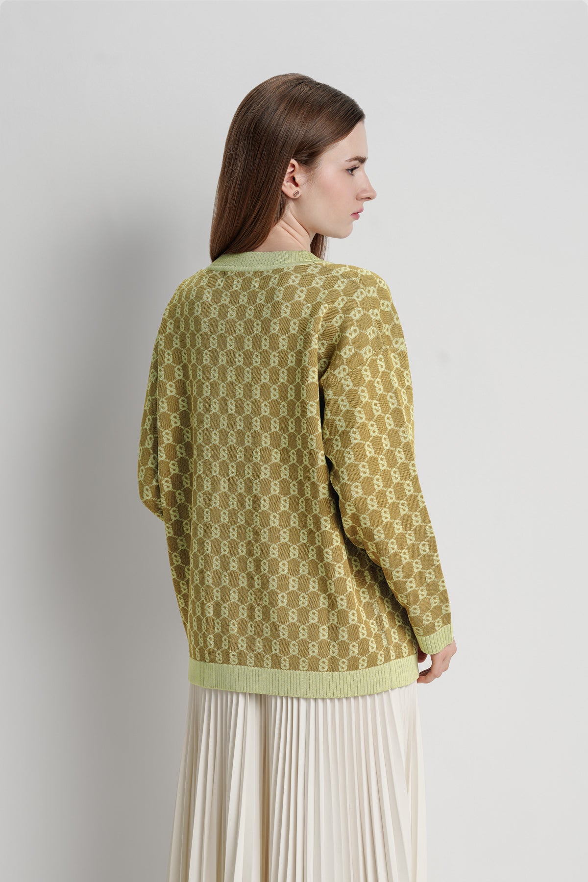 Signature Monogram Cardigan - Moss