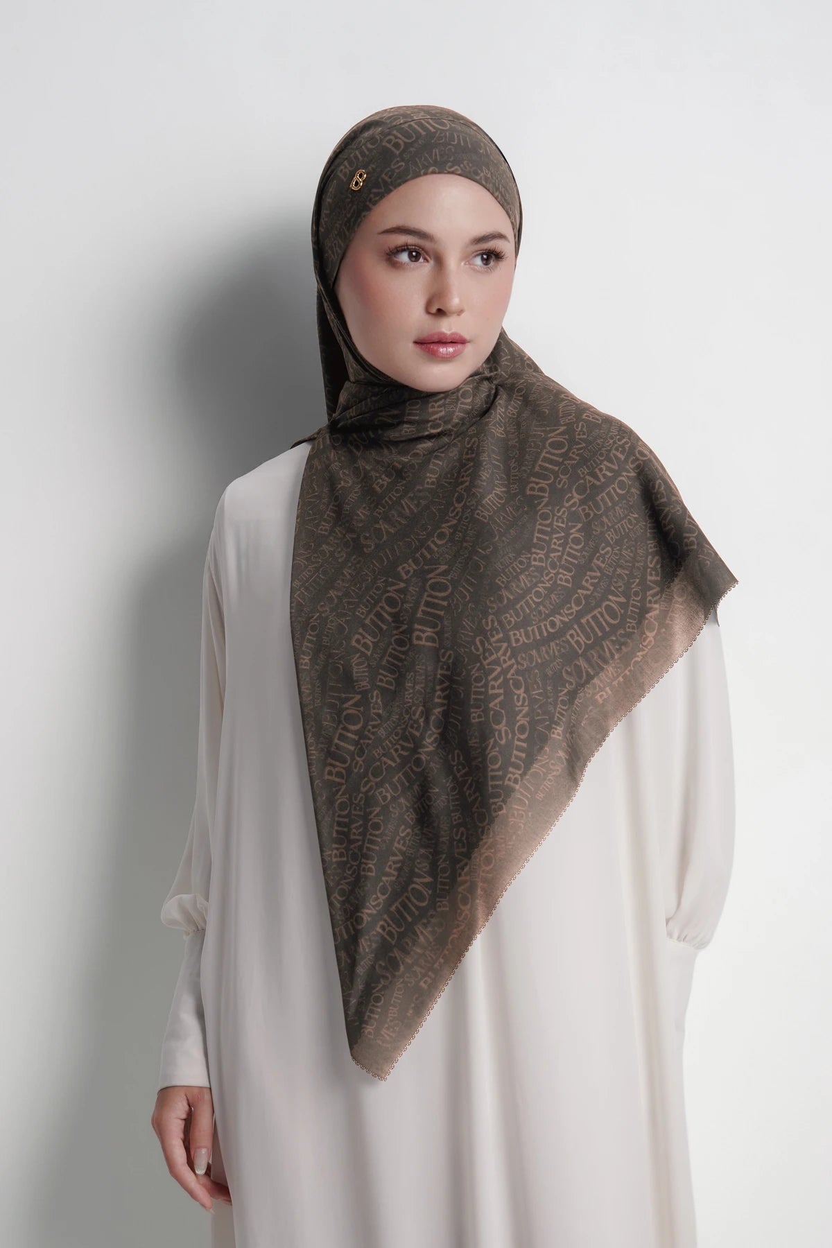 waves monogram tie back scarf in black sea by buttonscarves style look