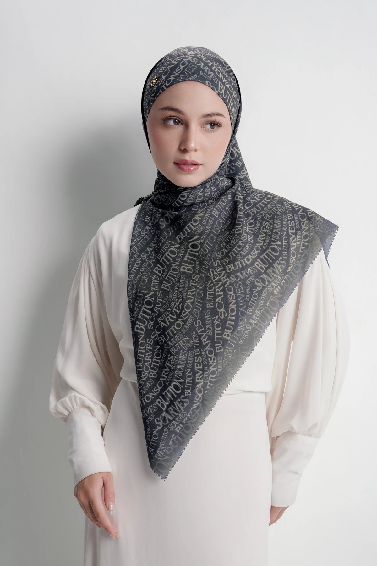 waves monogram tie back scarf in deep dive by buttonscarves style look