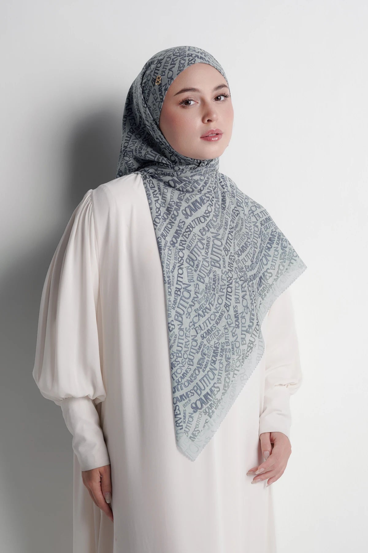 waves monogram tie back scarf in endless sky by buttonscarves style look
