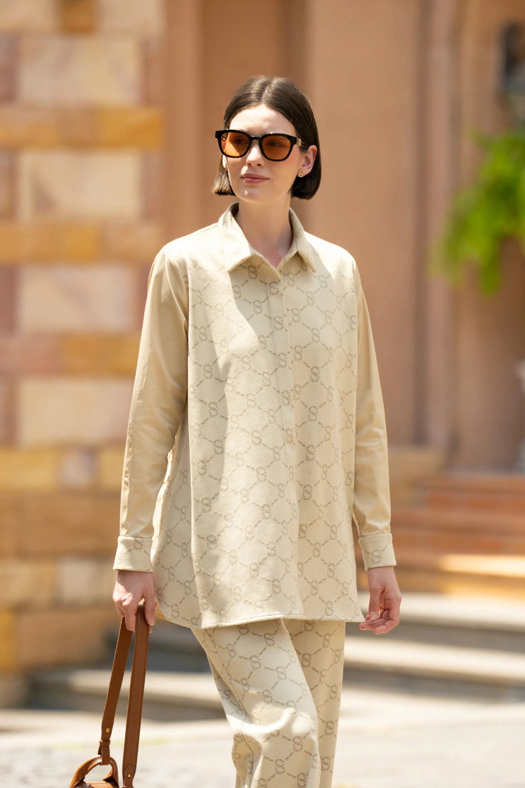 Beverly Monogram Shirt - Cream