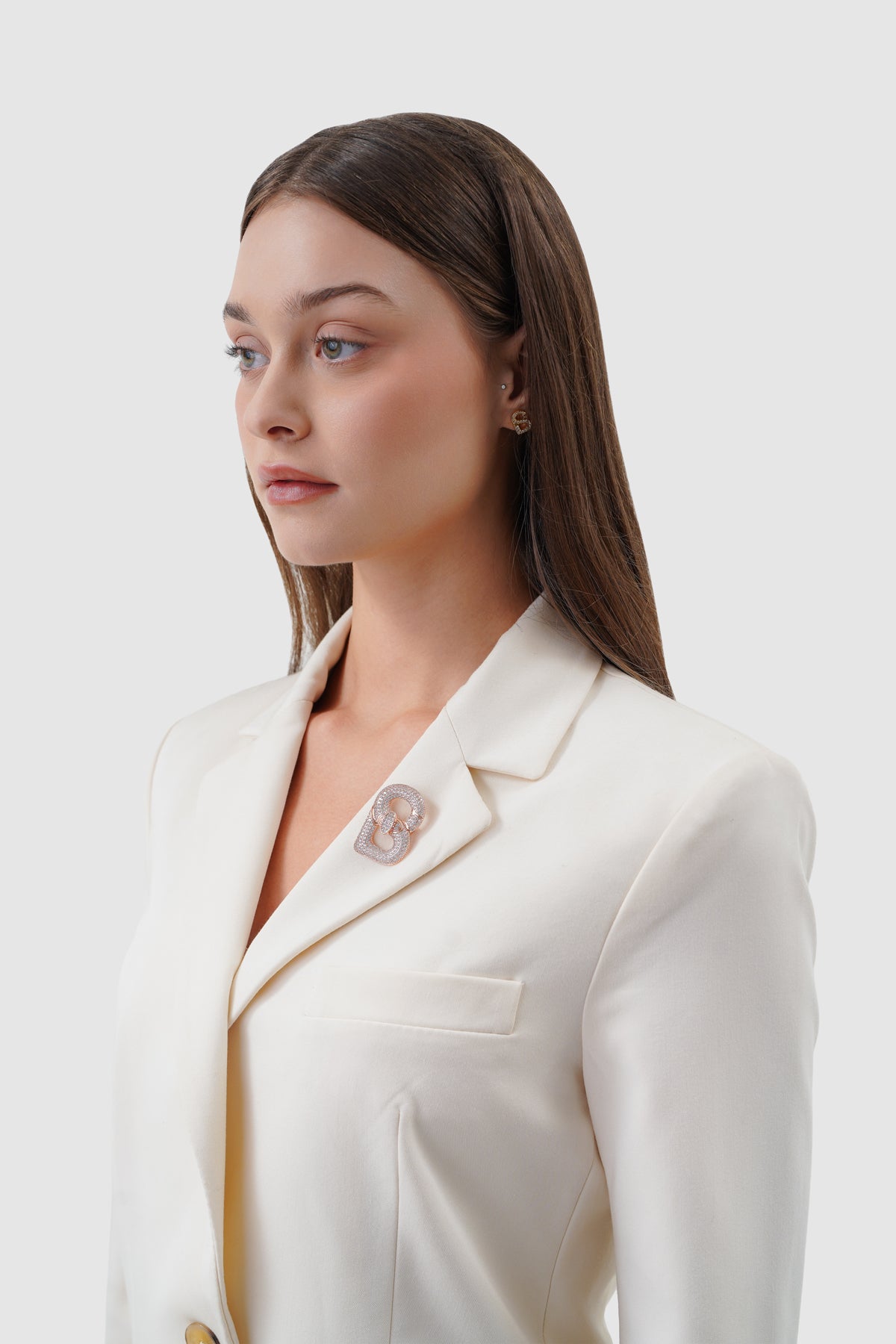 Alma Twist Crystal Brooch - Rose Gold