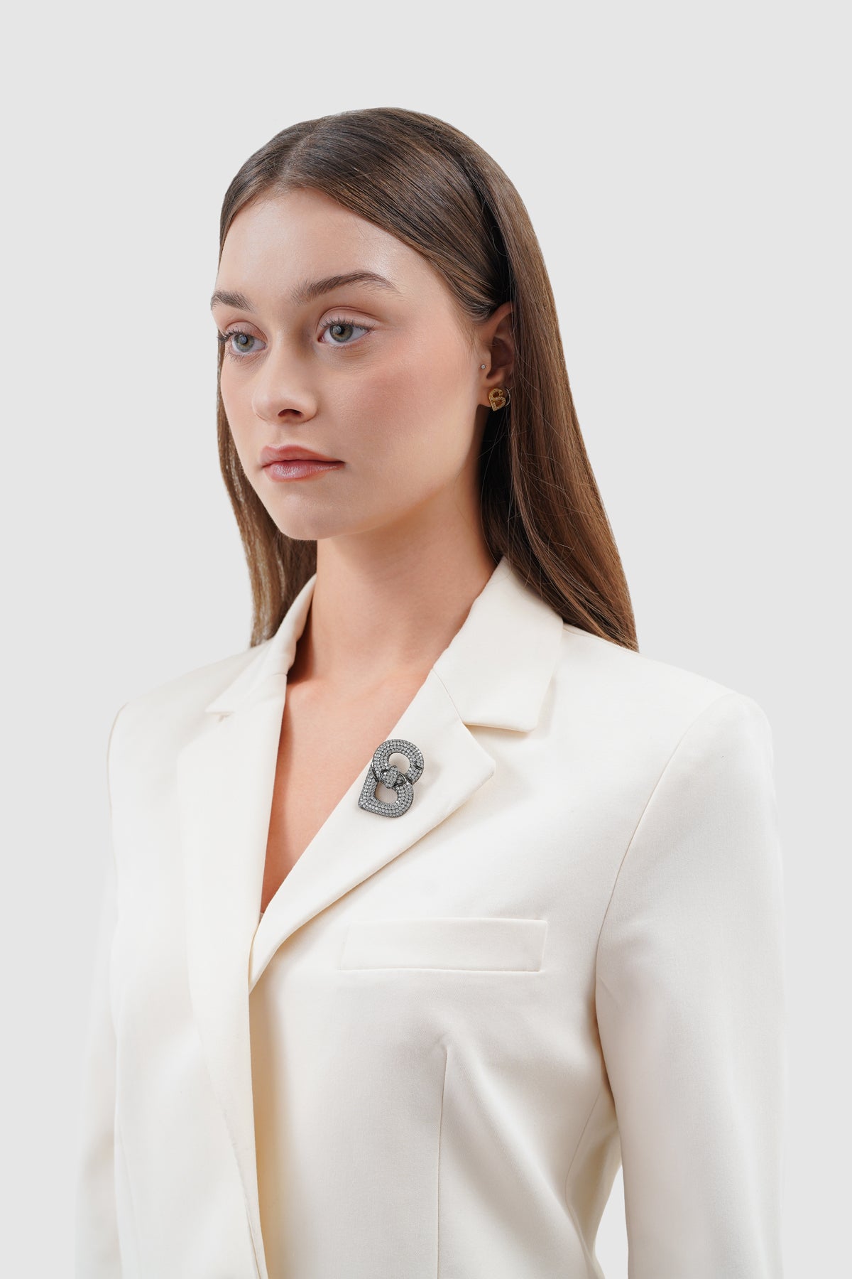 Alma Twist Crystal Brooch - Hematite