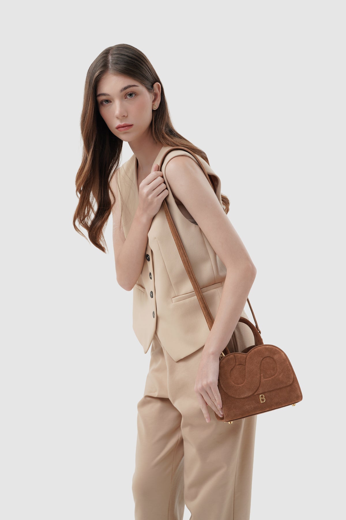Joy Bag Small - Suede Leather - Caramel